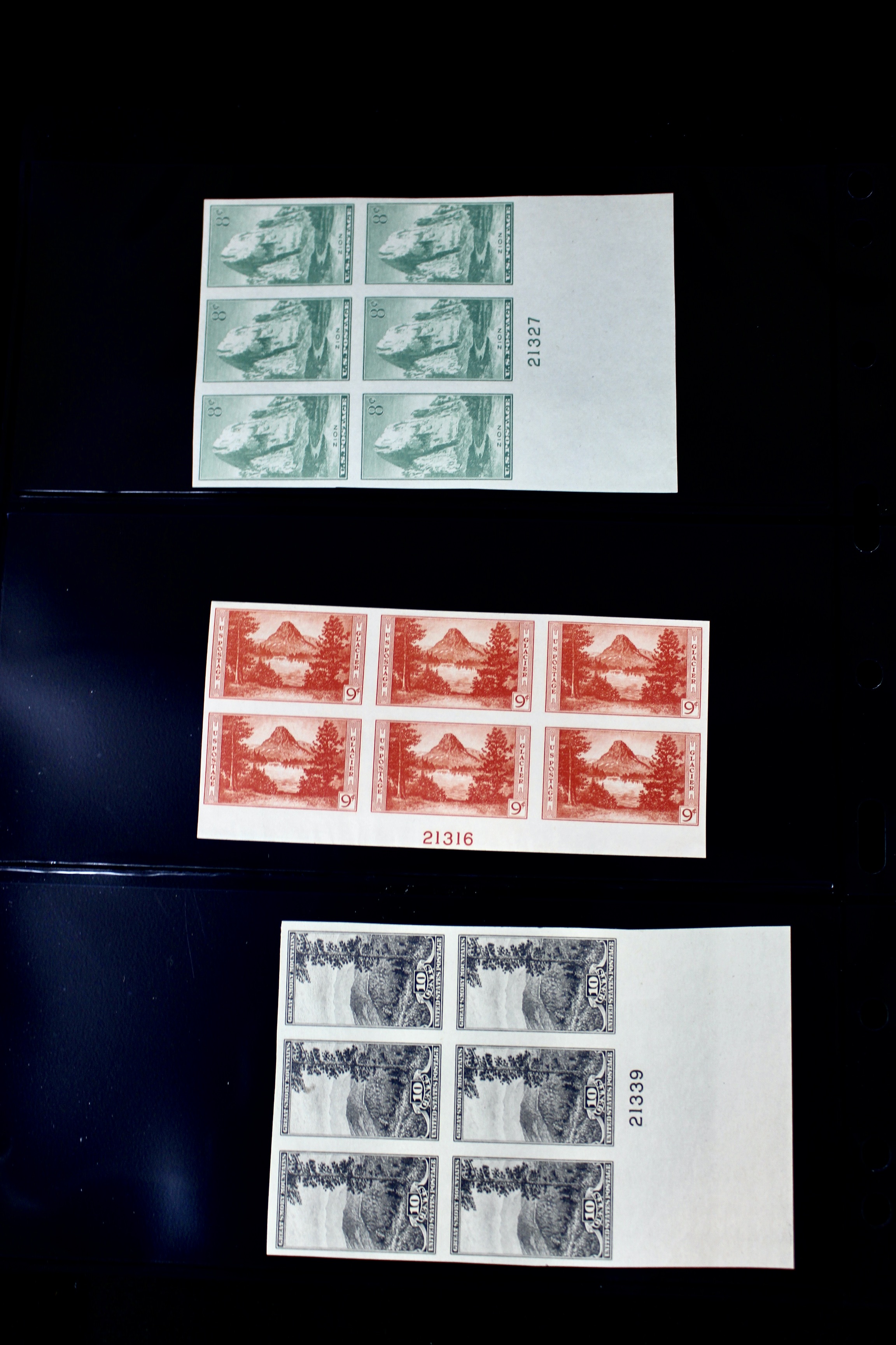 Mint Never Hinged U.S. Parks Stamp Plate Block Sets