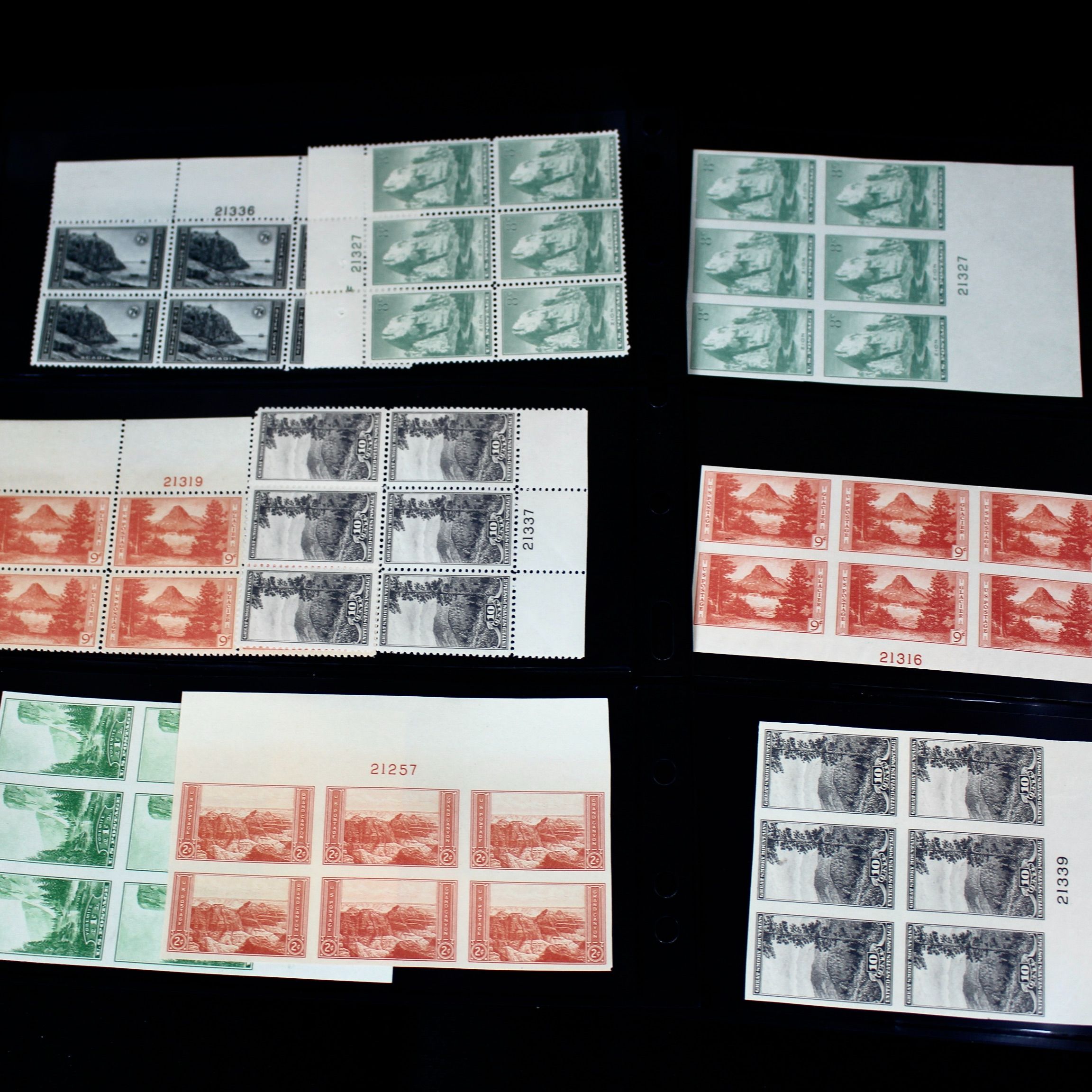 Mint Never Hinged U.S. Parks Stamp Plate Block Sets