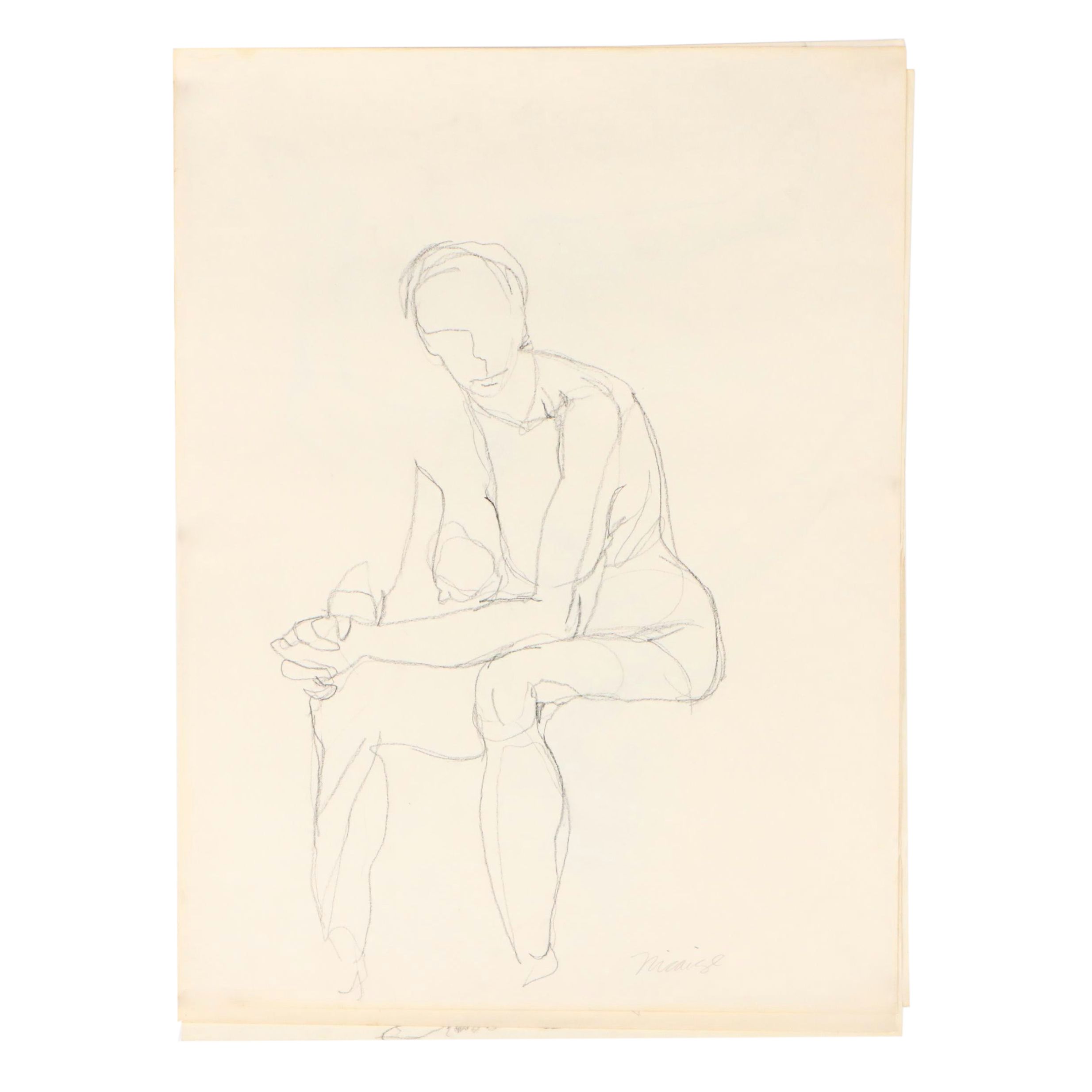 Nicaise Collection of Nude Charcoal Drawings of Lounging Figures, 1978