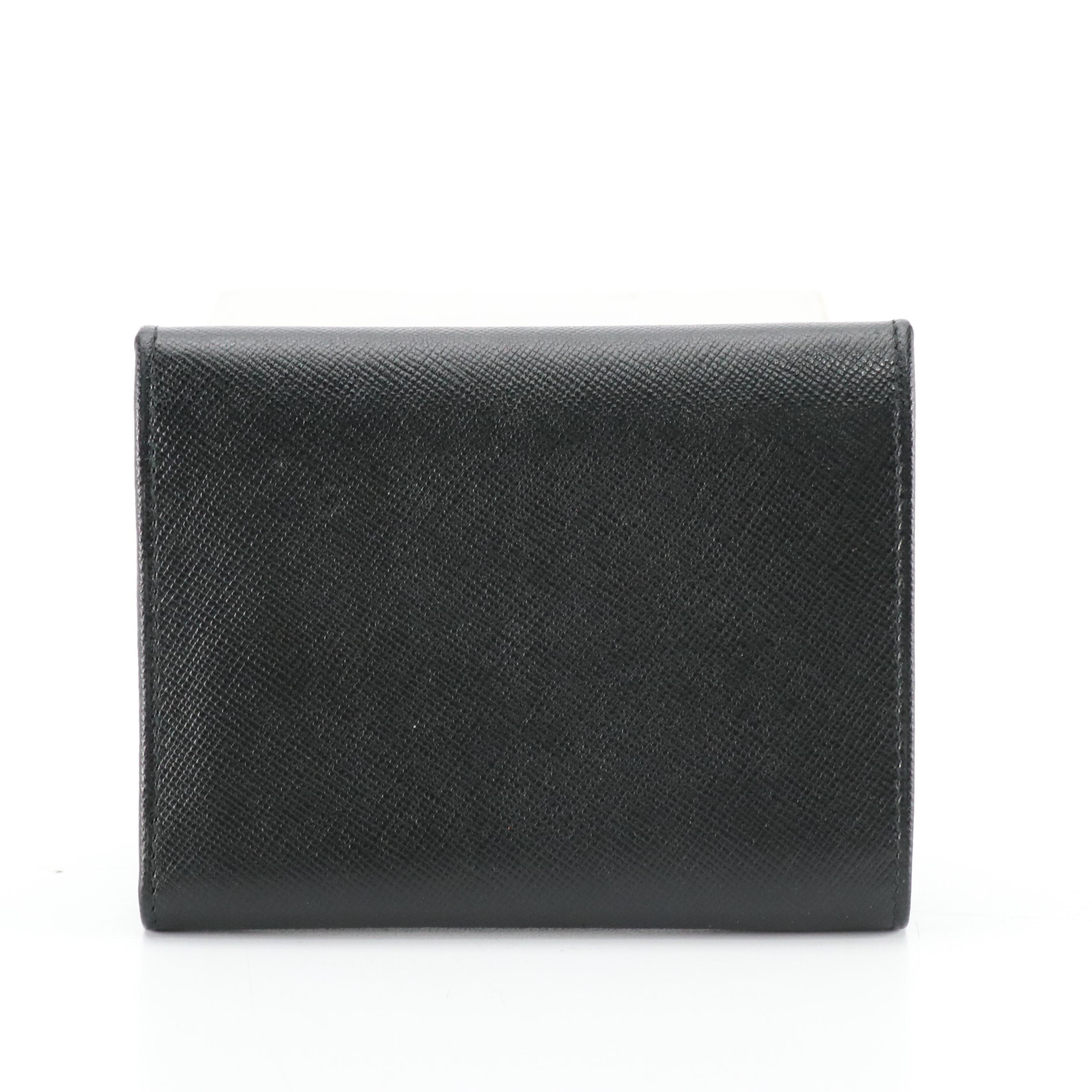 Prada Trifold Compact Wallet M176 in Nero Saffiano Leather with Gift Box