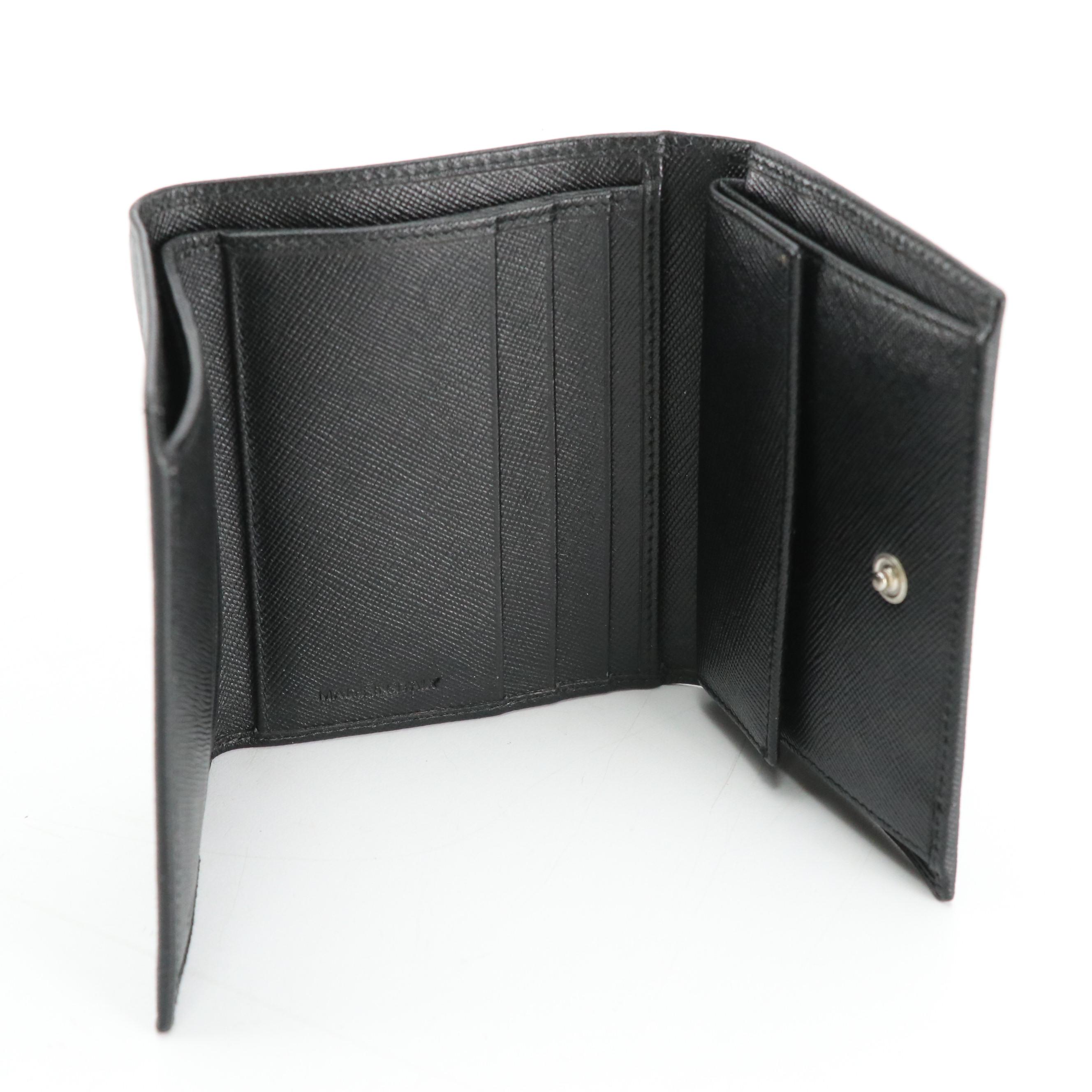 Prada Trifold Compact Wallet M176 in Nero Saffiano Leather with Gift Box