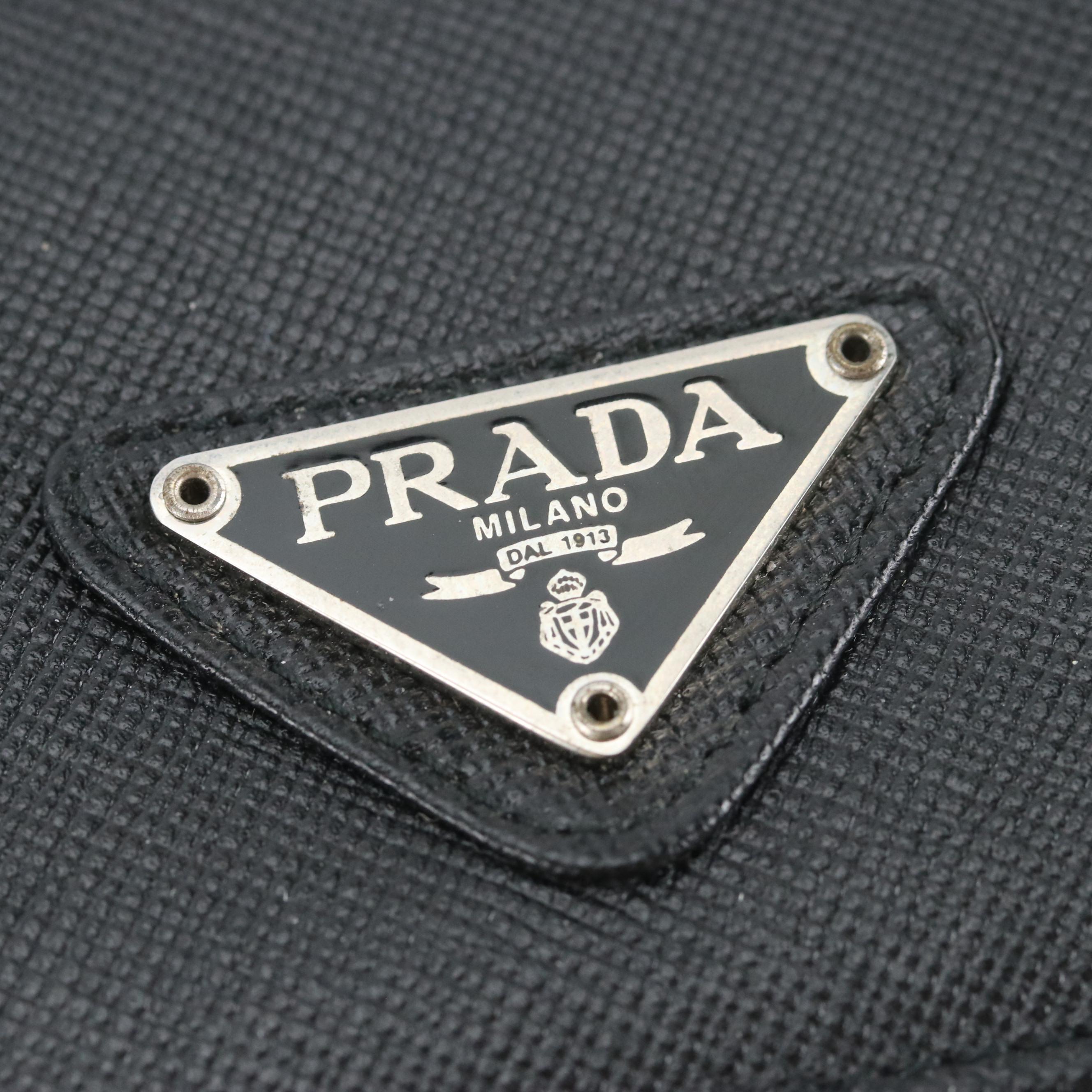 Prada Trifold Compact Wallet M176 in Nero Saffiano Leather with Gift Box