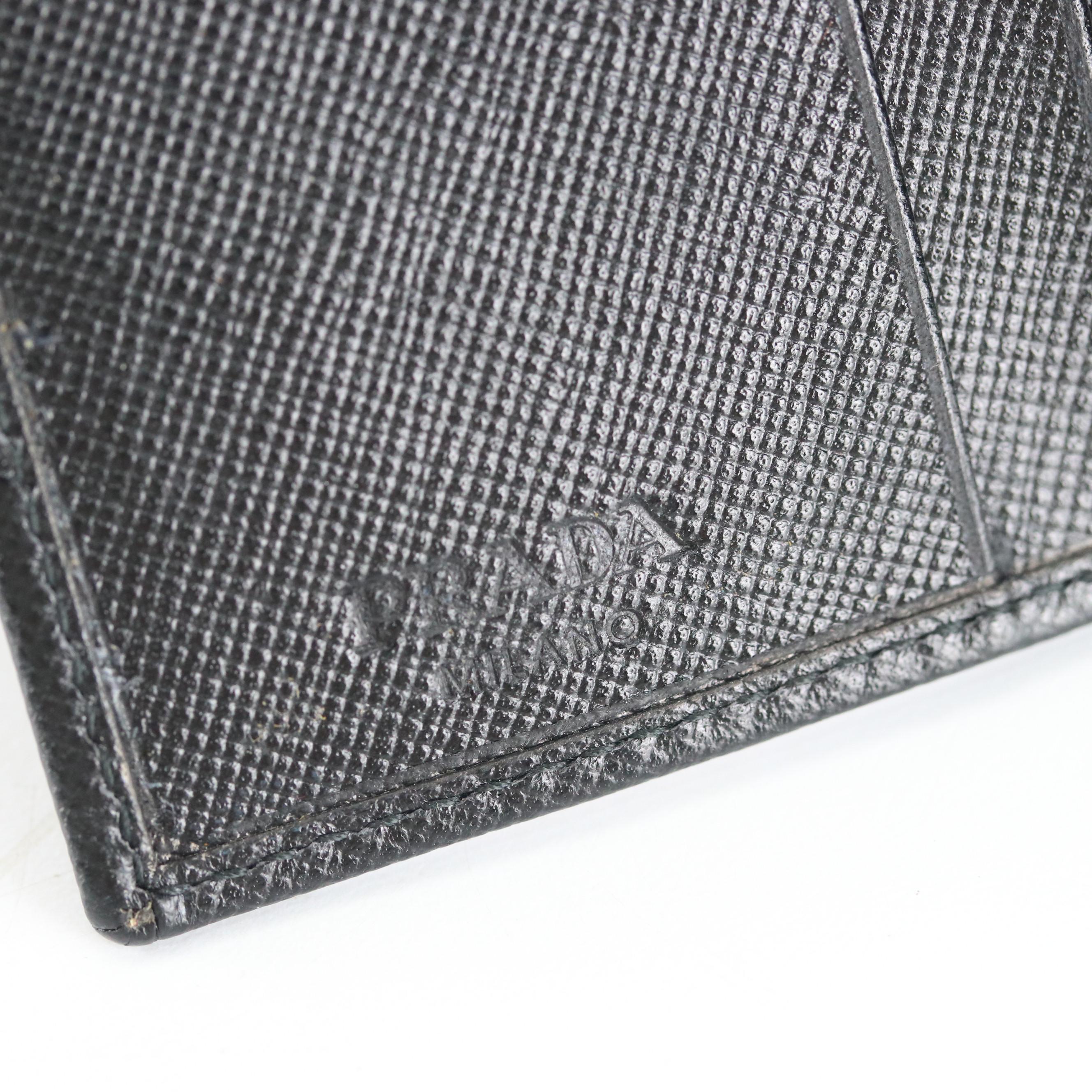 Prada Trifold Compact Wallet M176 in Nero Saffiano Leather with Gift Box