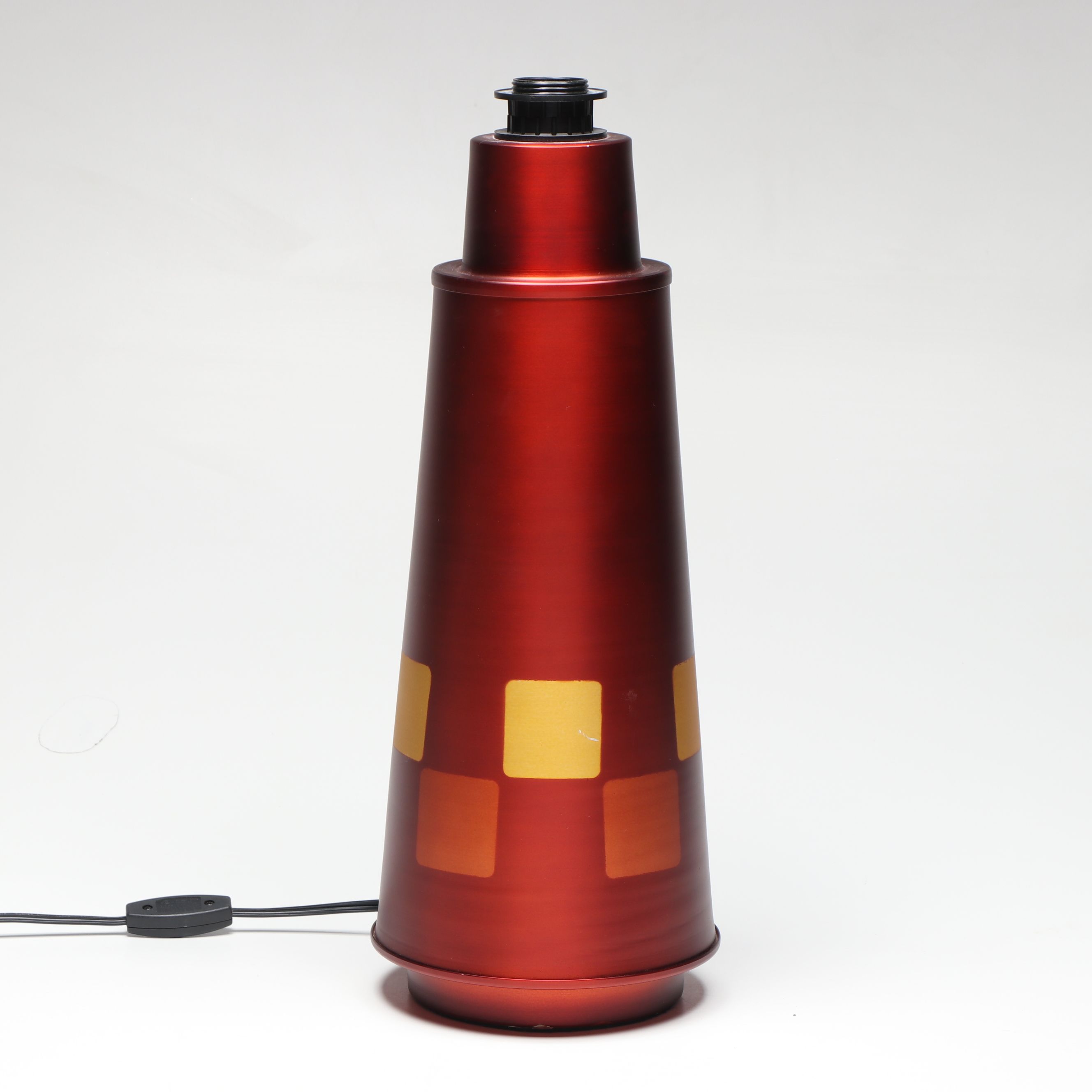 Babette Holland "Checkered Tower" Spun Metal Lamp and Silk Shade, 2011