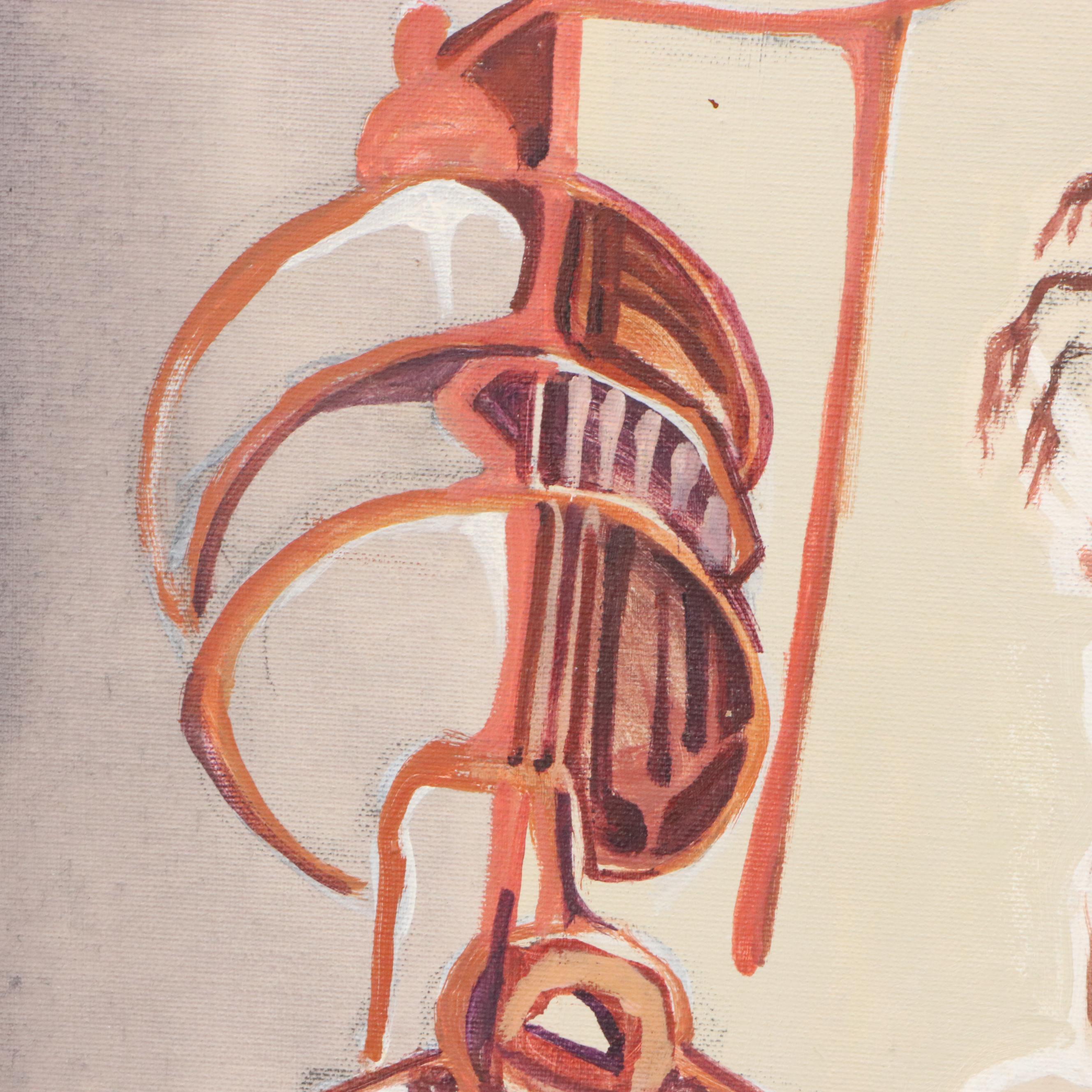 Lela Cooney Abstract Acrylic Painting "Fire Tree," Late 20th Century