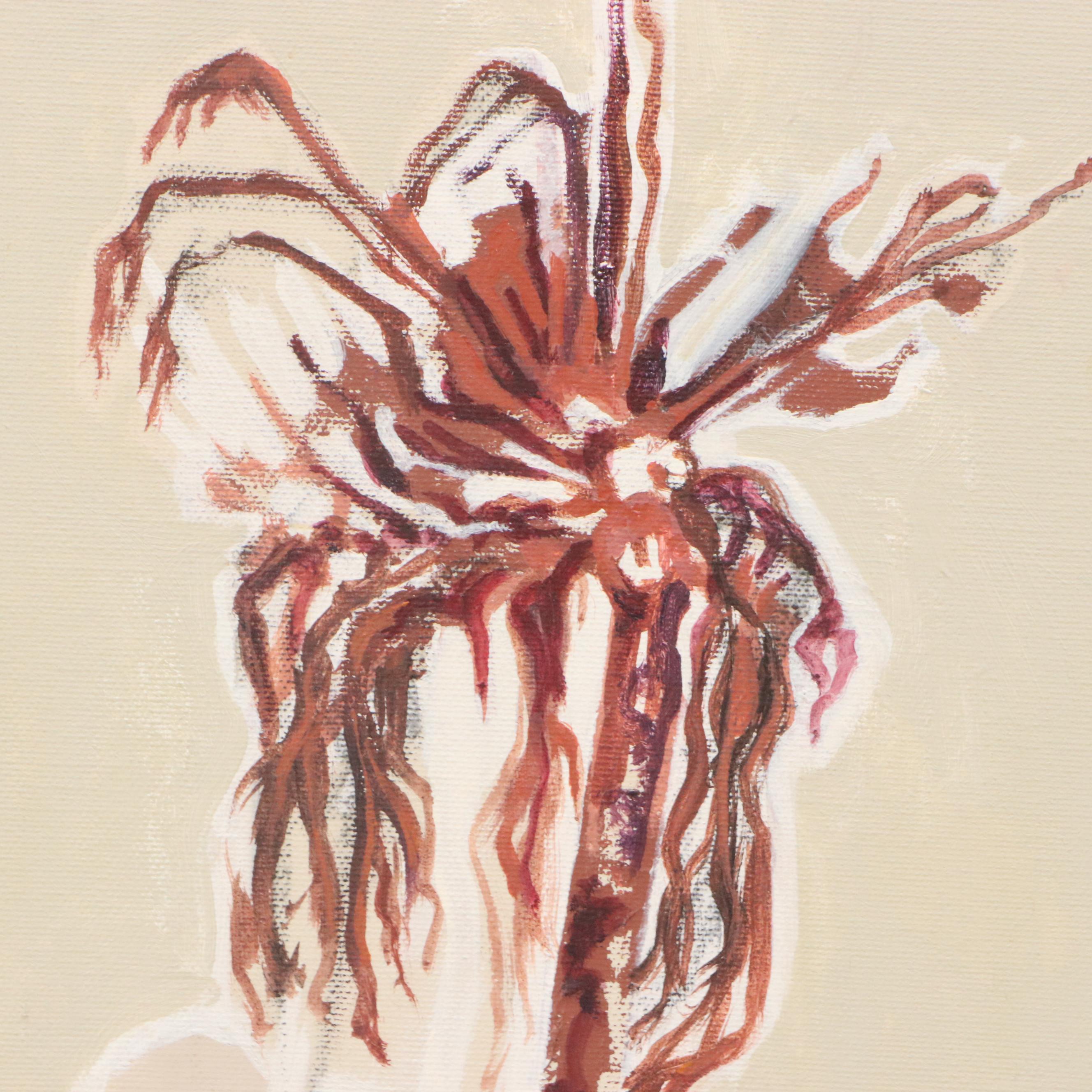 Lela Cooney Abstract Acrylic Painting "Fire Tree," Late 20th Century