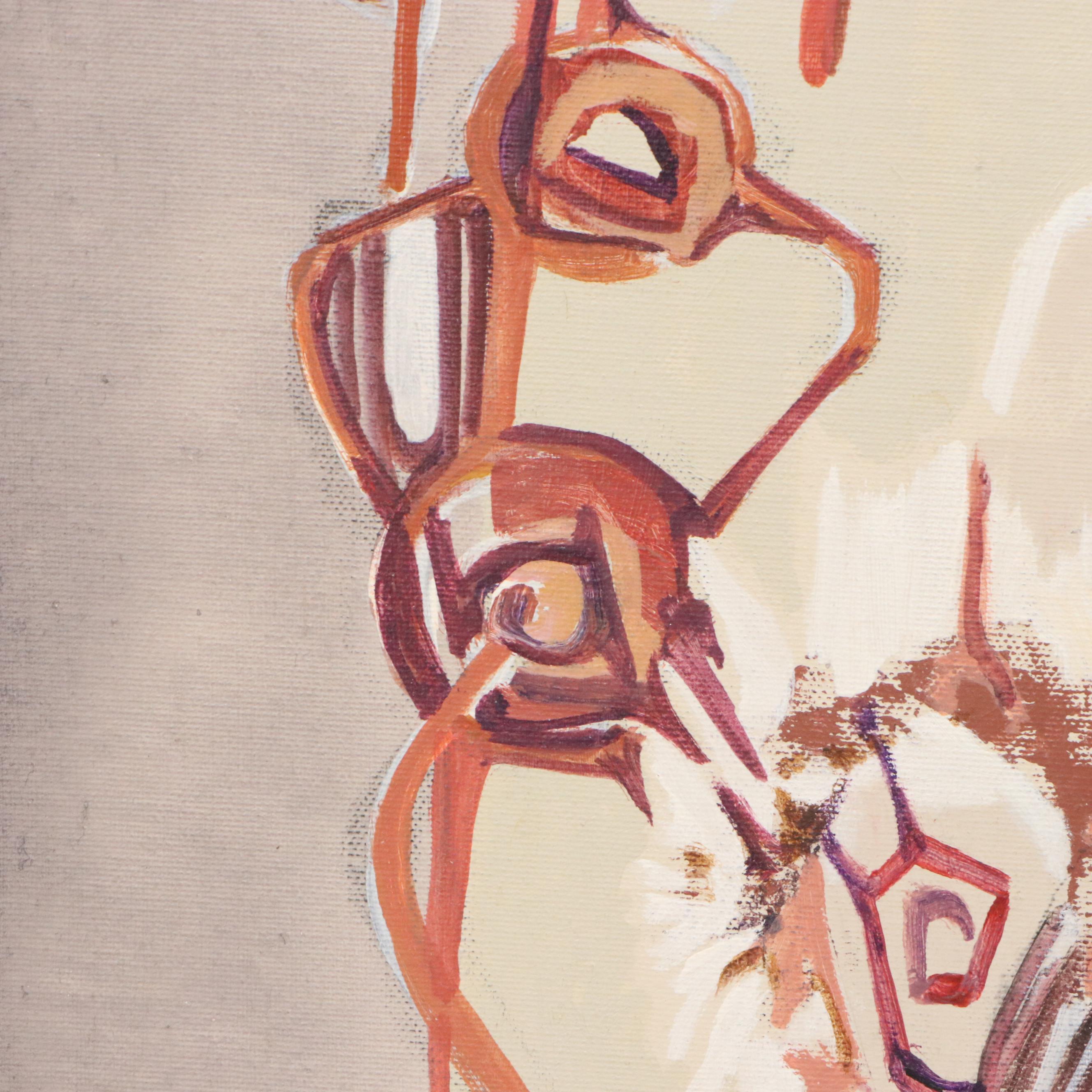 Lela Cooney Abstract Acrylic Painting "Fire Tree," Late 20th Century