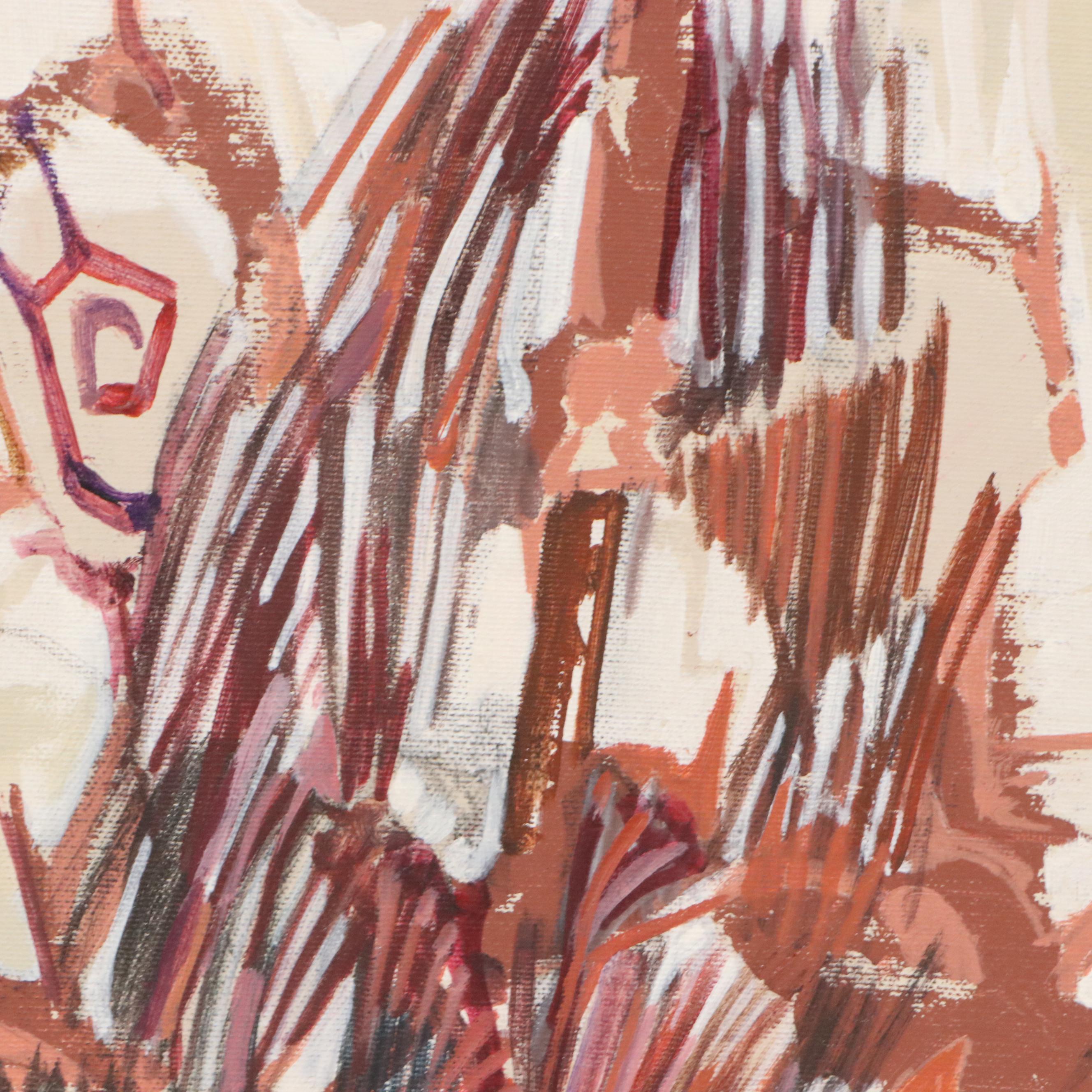 Lela Cooney Abstract Acrylic Painting "Fire Tree," Late 20th Century