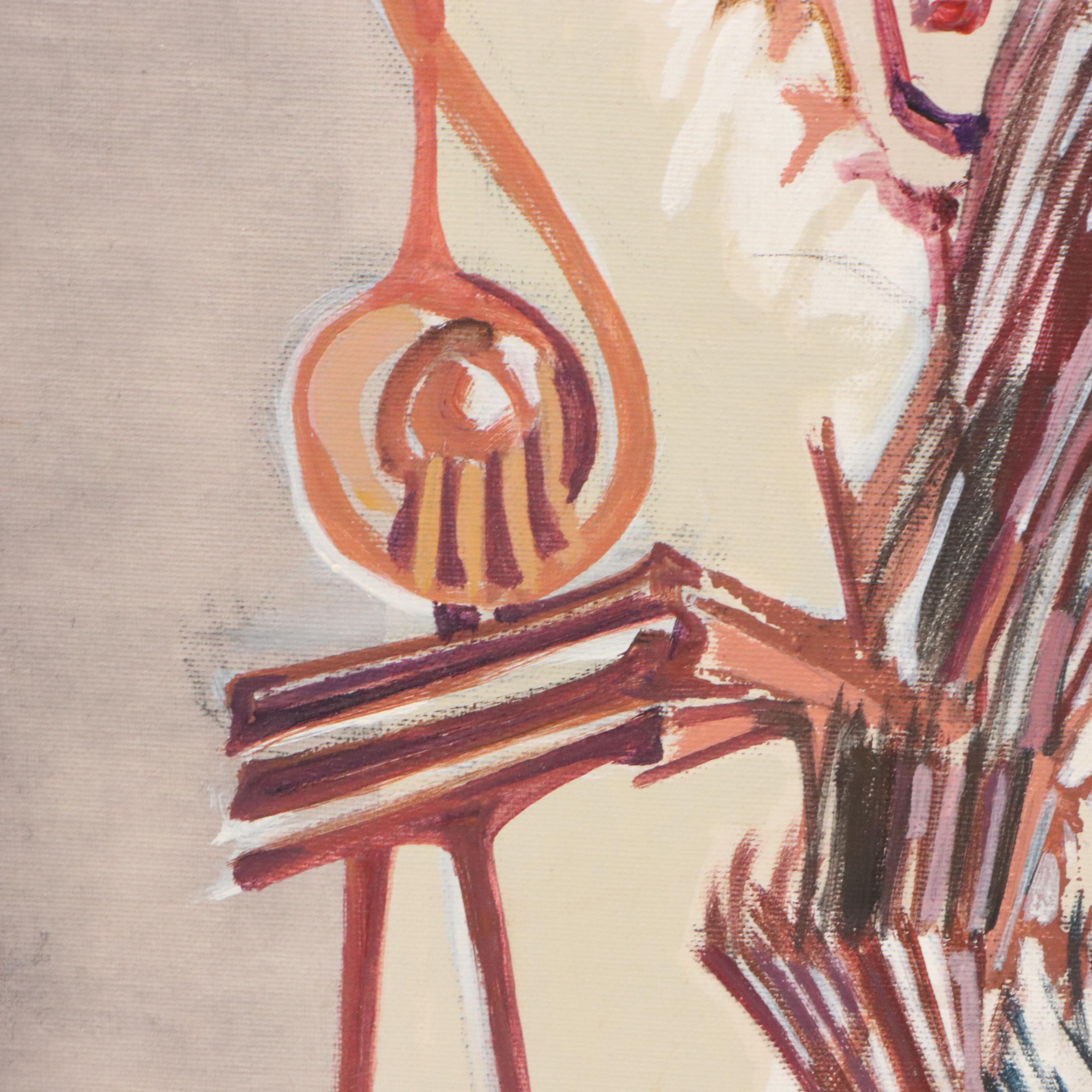 Lela Cooney Abstract Acrylic Painting "Fire Tree," Late 20th Century