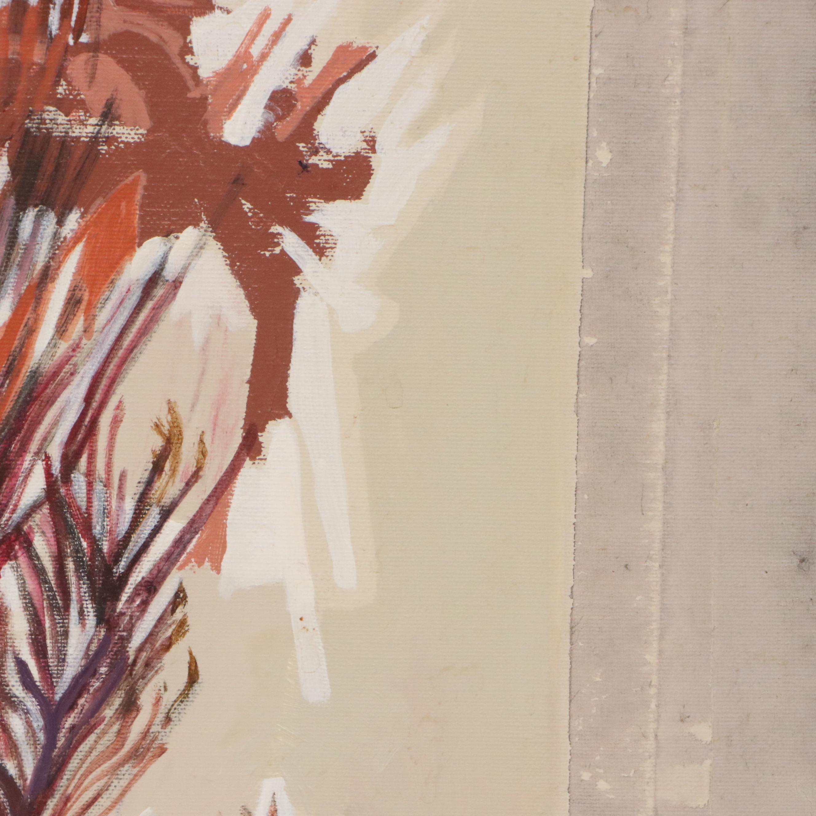 Lela Cooney Abstract Acrylic Painting "Fire Tree," Late 20th Century