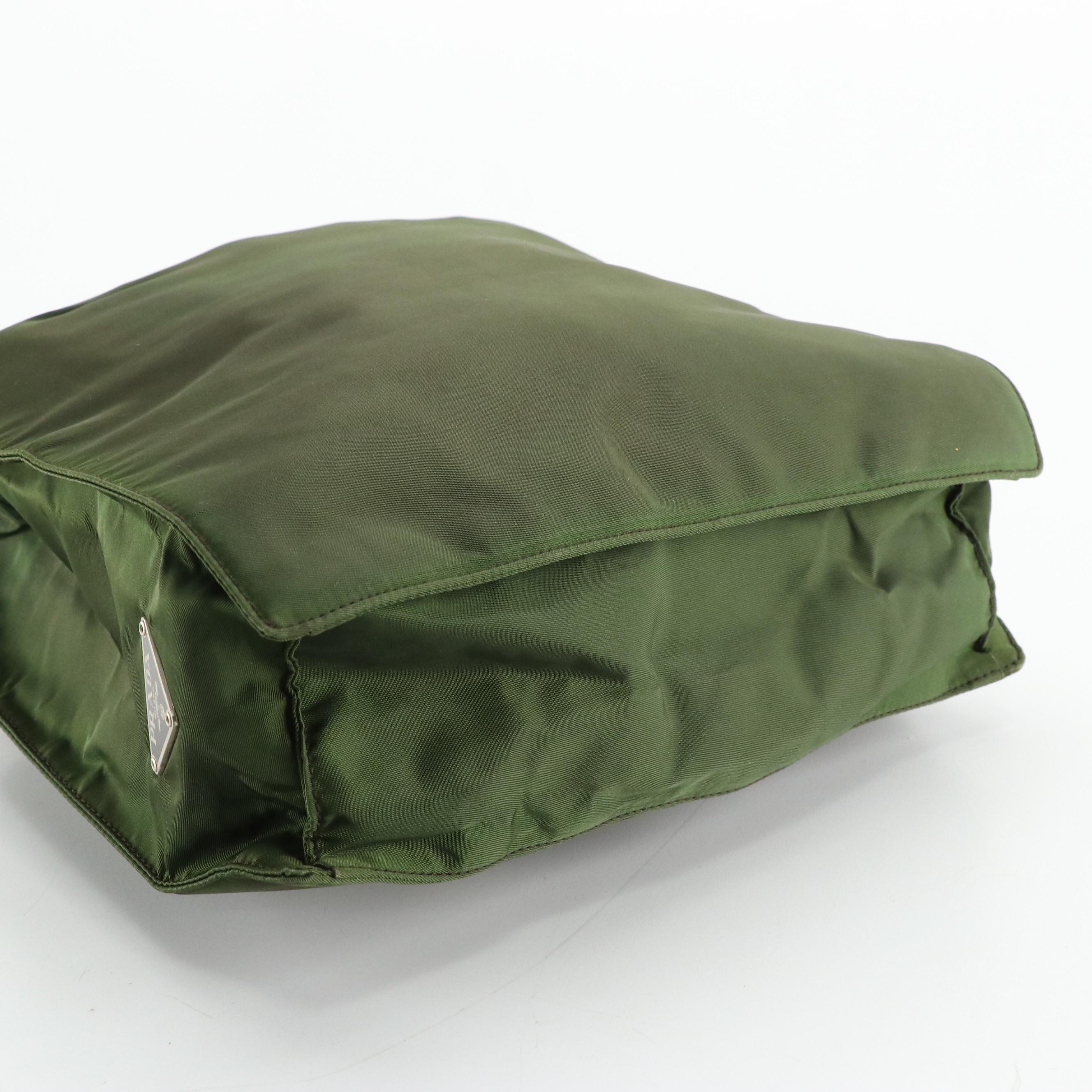 Prada Top Handle Two-Way Tote in Dark Green Tessuto Nylon