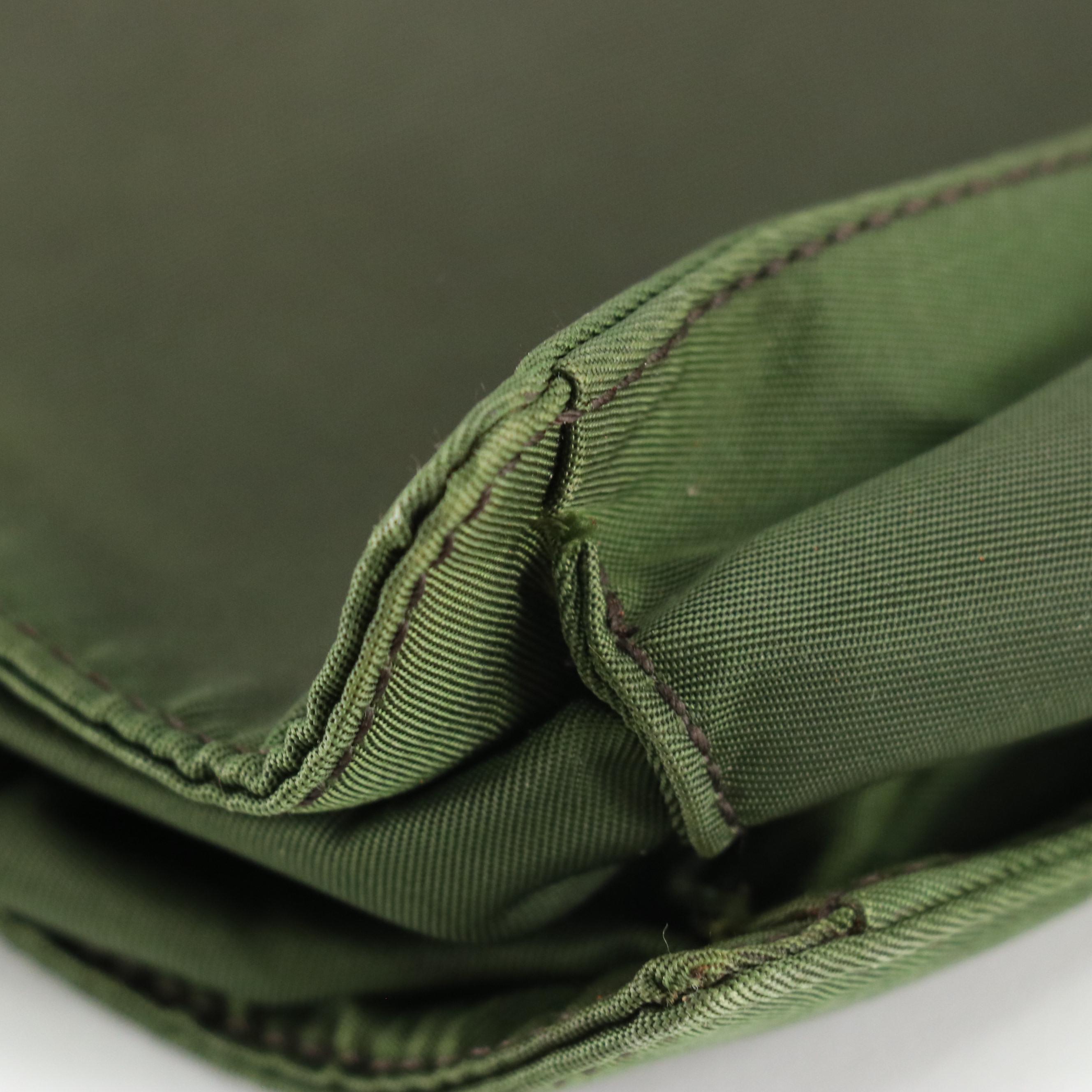 Prada Top Handle Two-Way Tote in Dark Green Tessuto Nylon