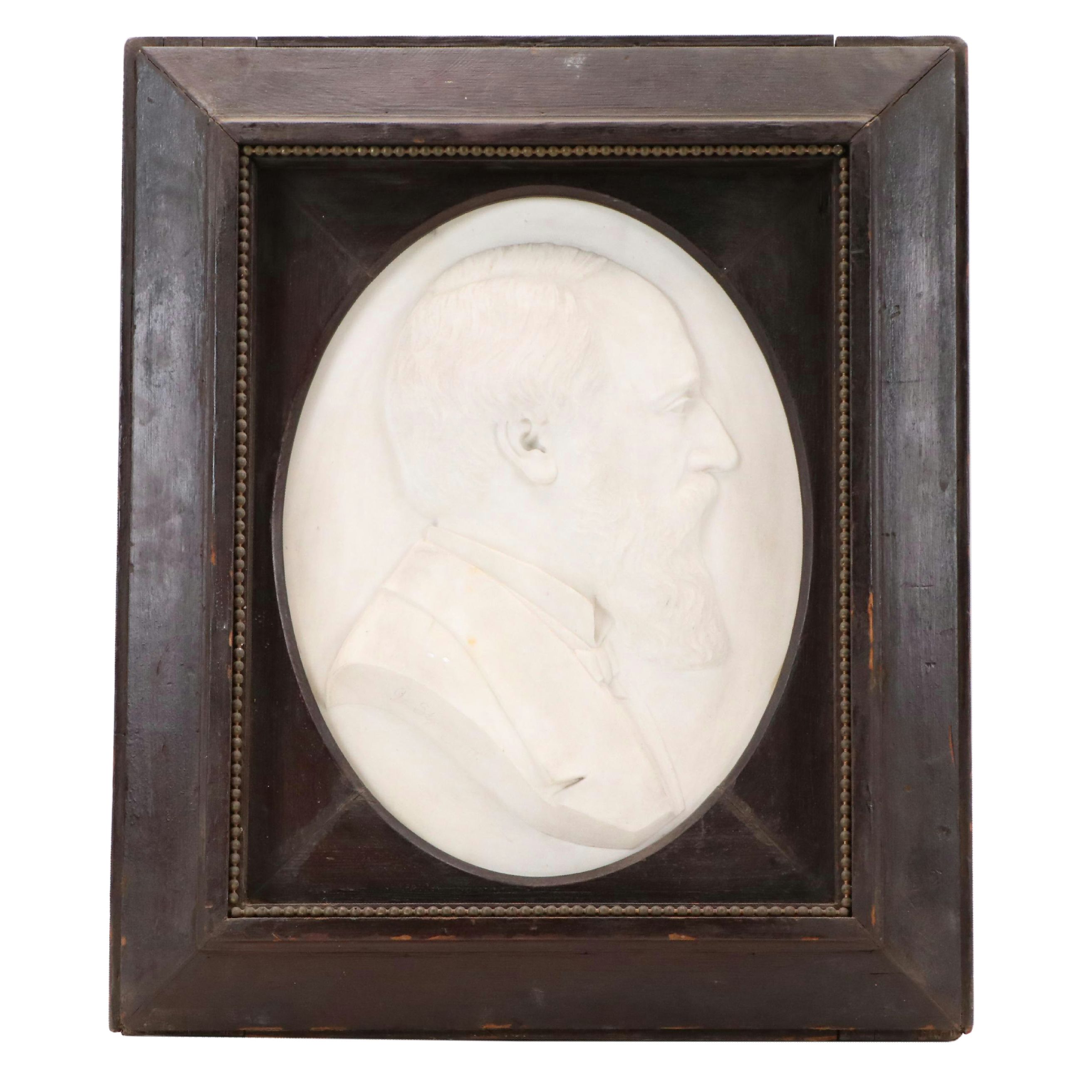 Ida Stymus Marble Bas-Relief Bust of Unknown Man, 1878