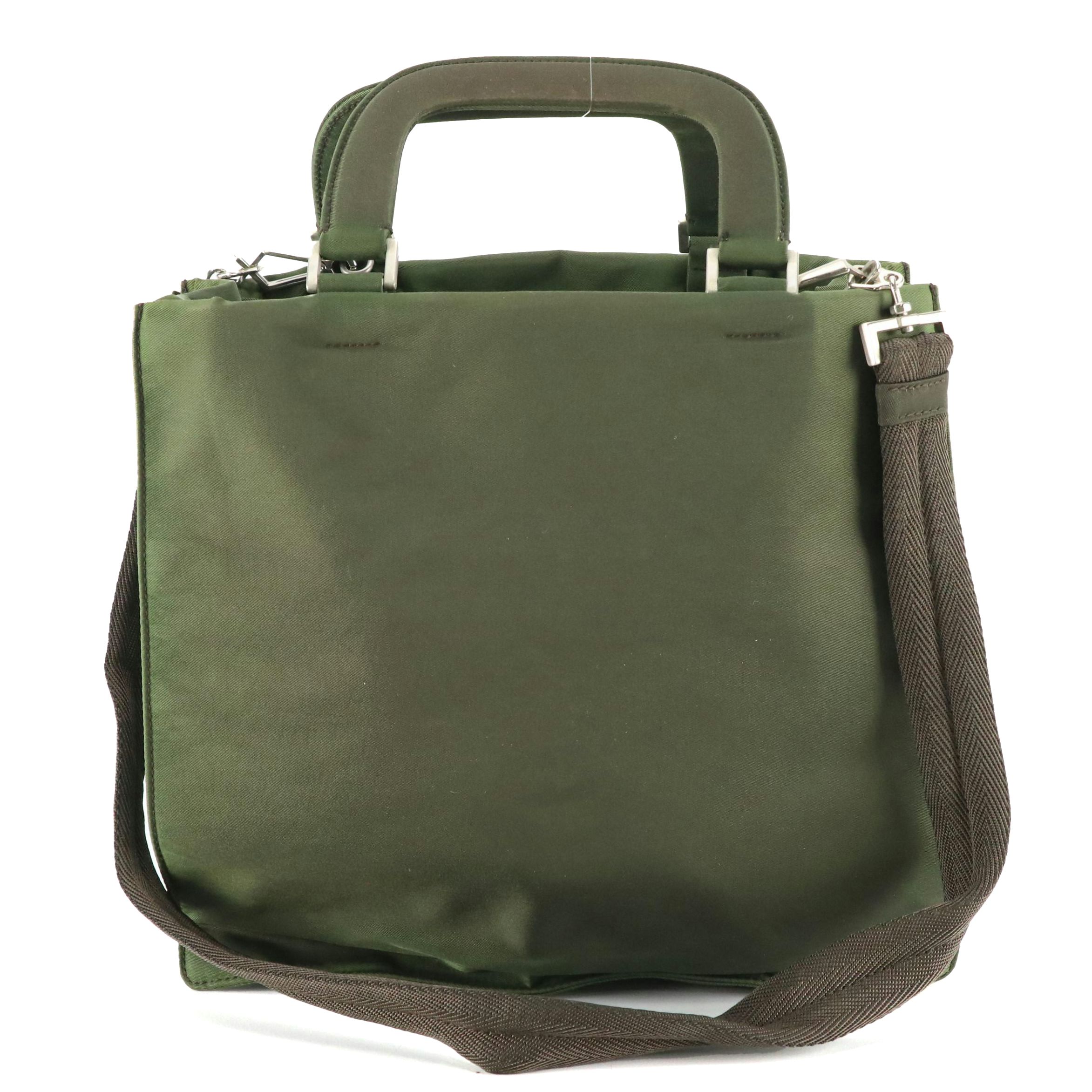 Prada Top Handle Two-Way Tote in Dark Green Tessuto Nylon