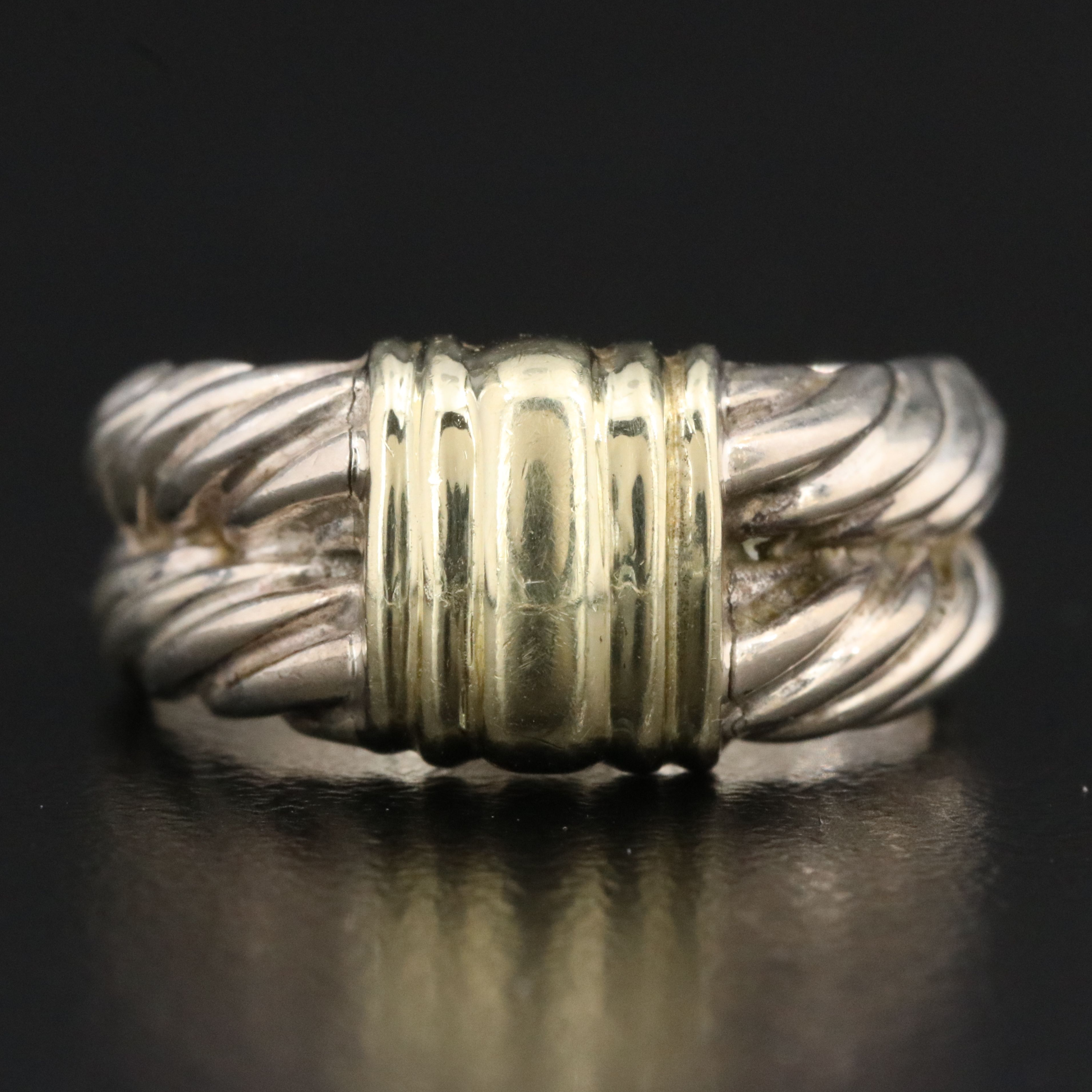David Yurman Sterling and 14K Cable Ring