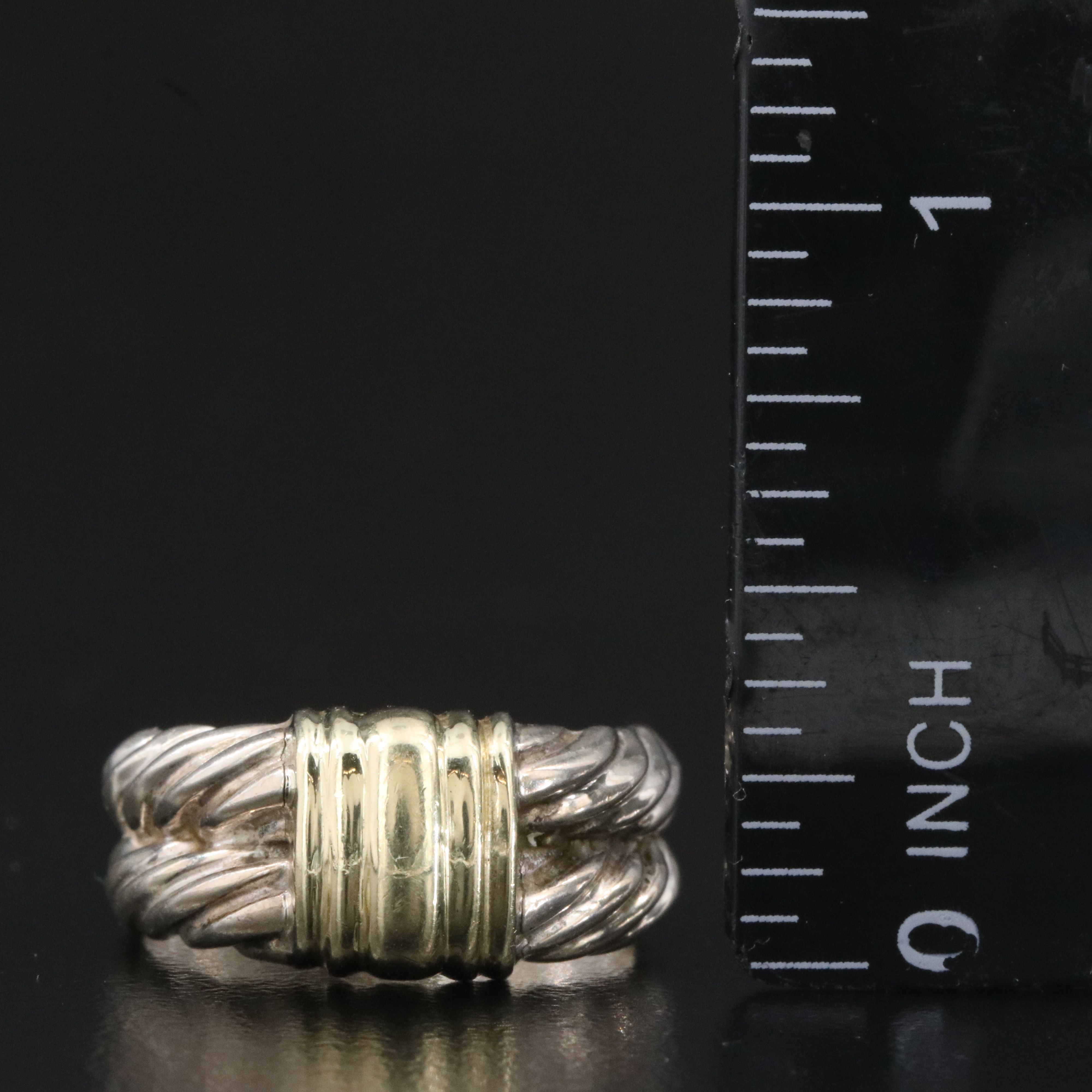 David Yurman Sterling and 14K Cable Ring