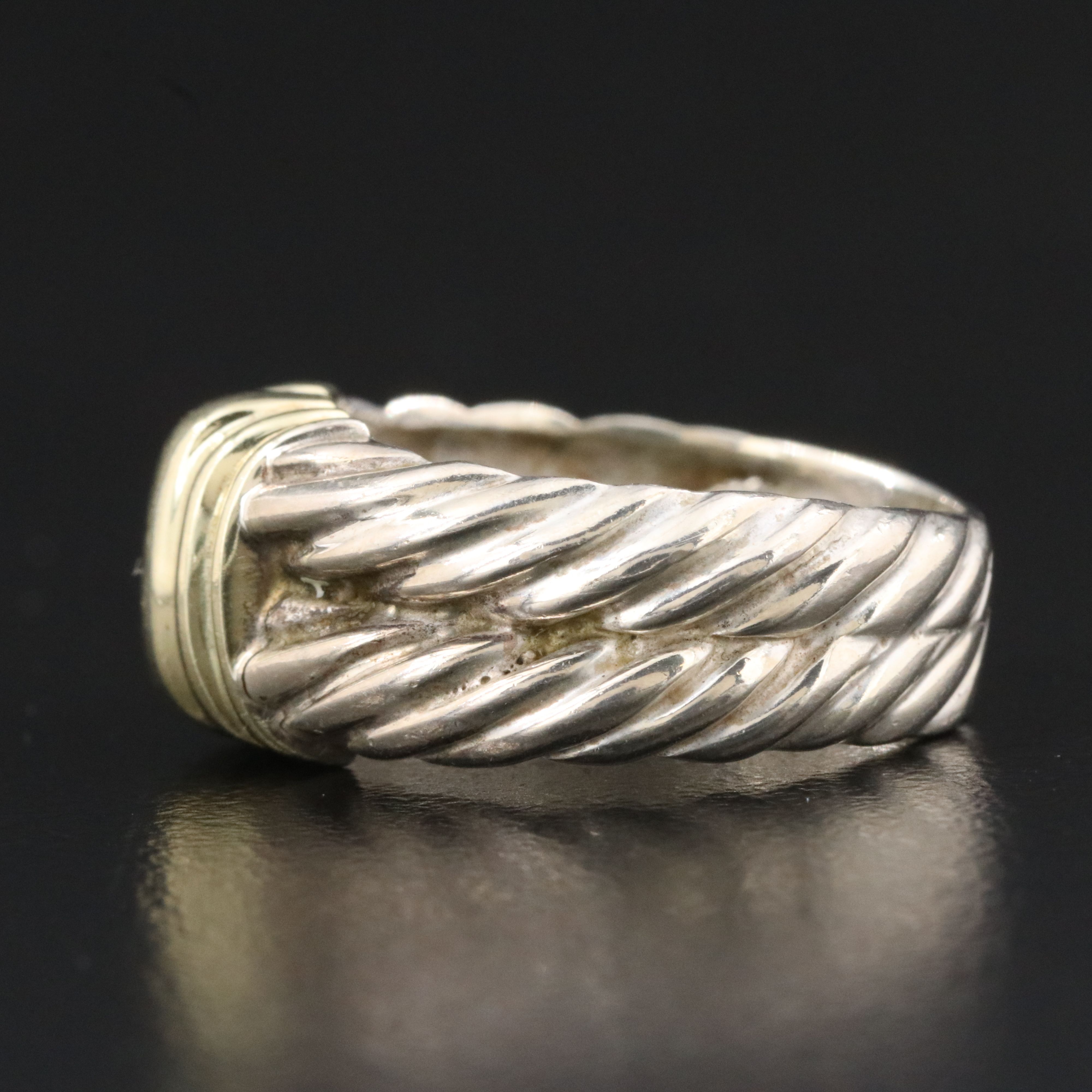 David Yurman Sterling and 14K Cable Ring