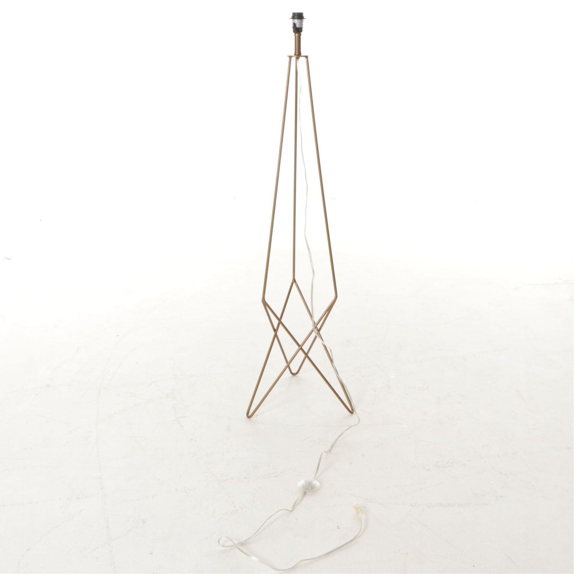 World Market Hair Pin Floor Lamp with Burlap Drum Shade