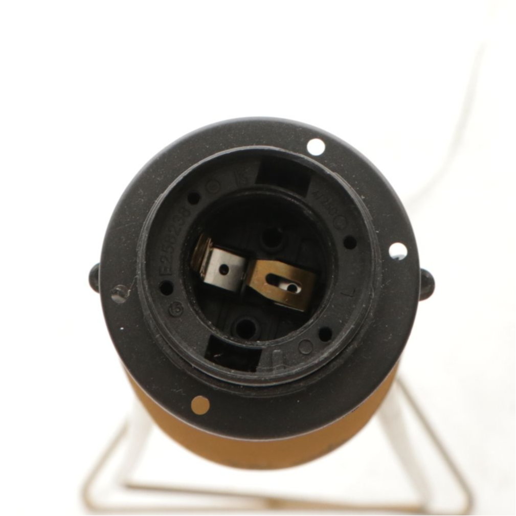 World Market Hair Pin Floor Lamp with Burlap Drum Shade