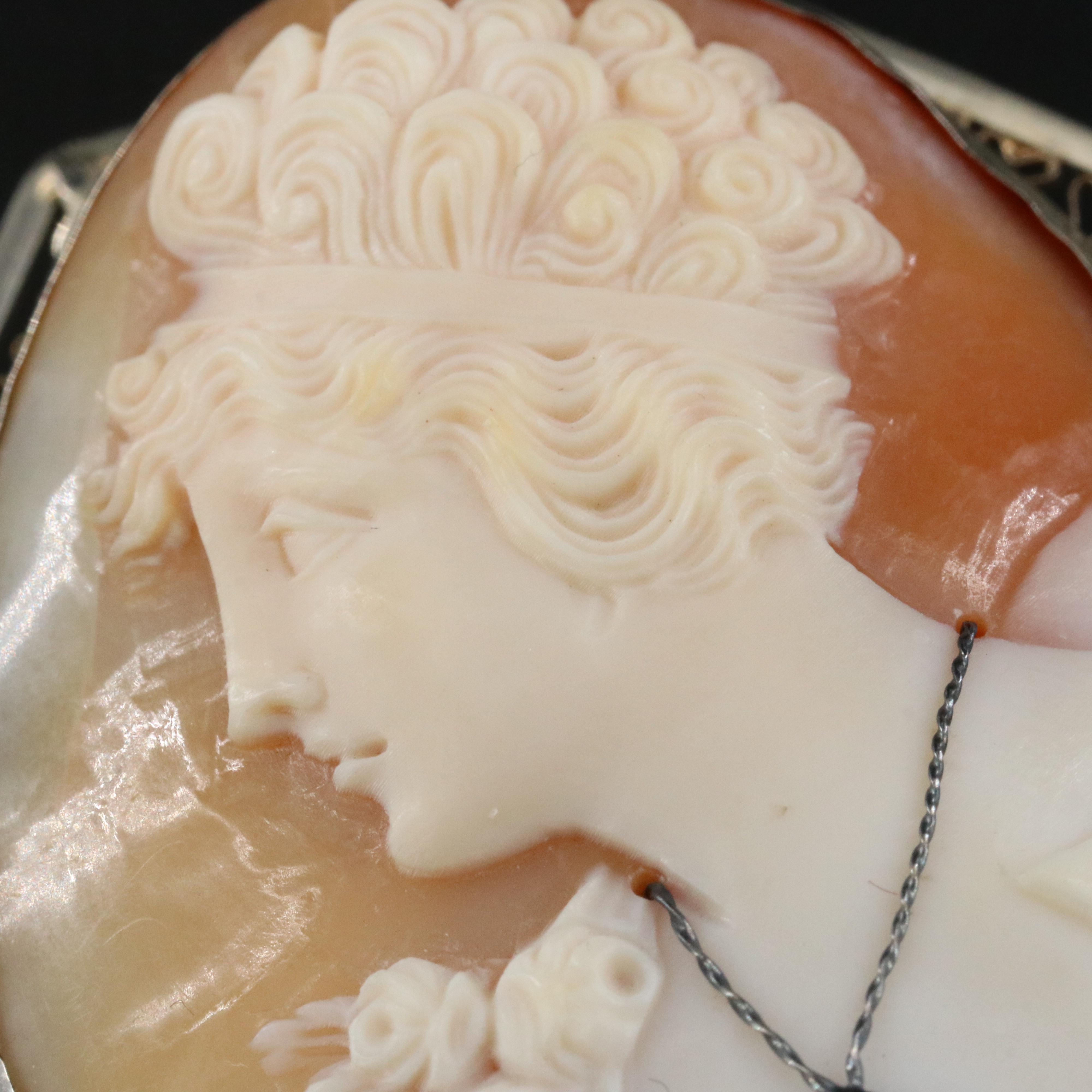 14K Habillé Shell Cameo Converter Pendant/Brooch