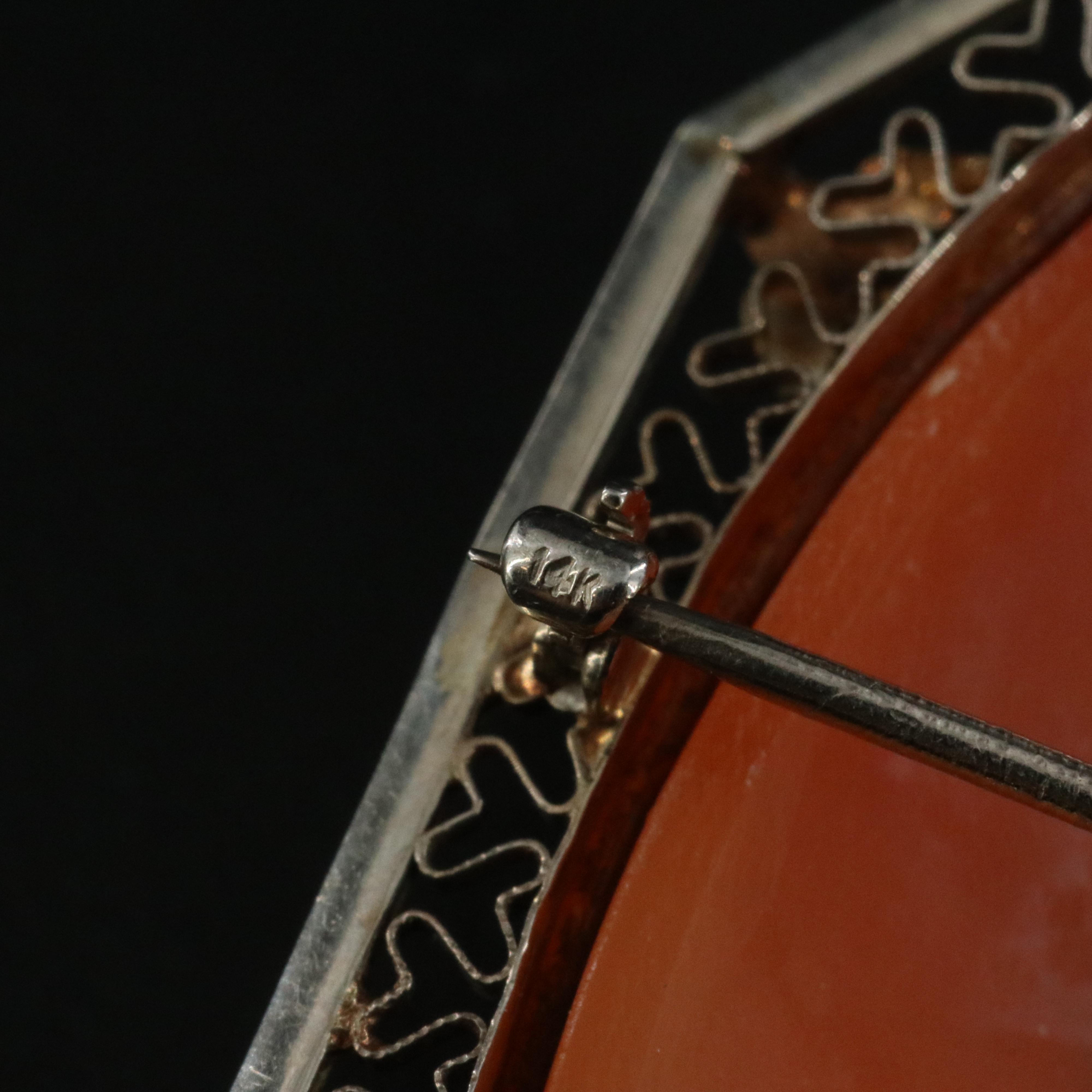 14K Habillé Shell Cameo Converter Pendant/Brooch