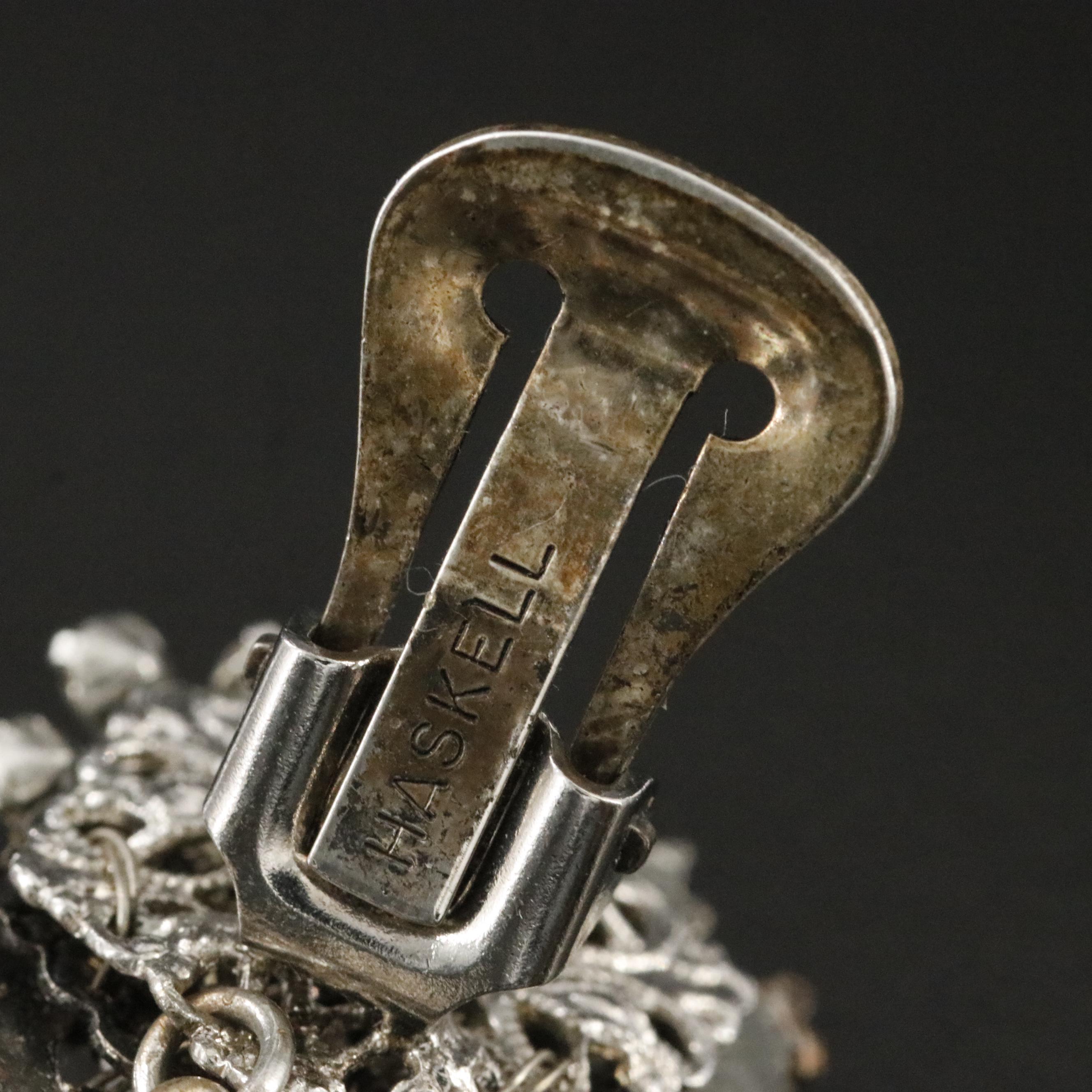 Miriam Haskell Faux Pearl and Rhinestone Earrings