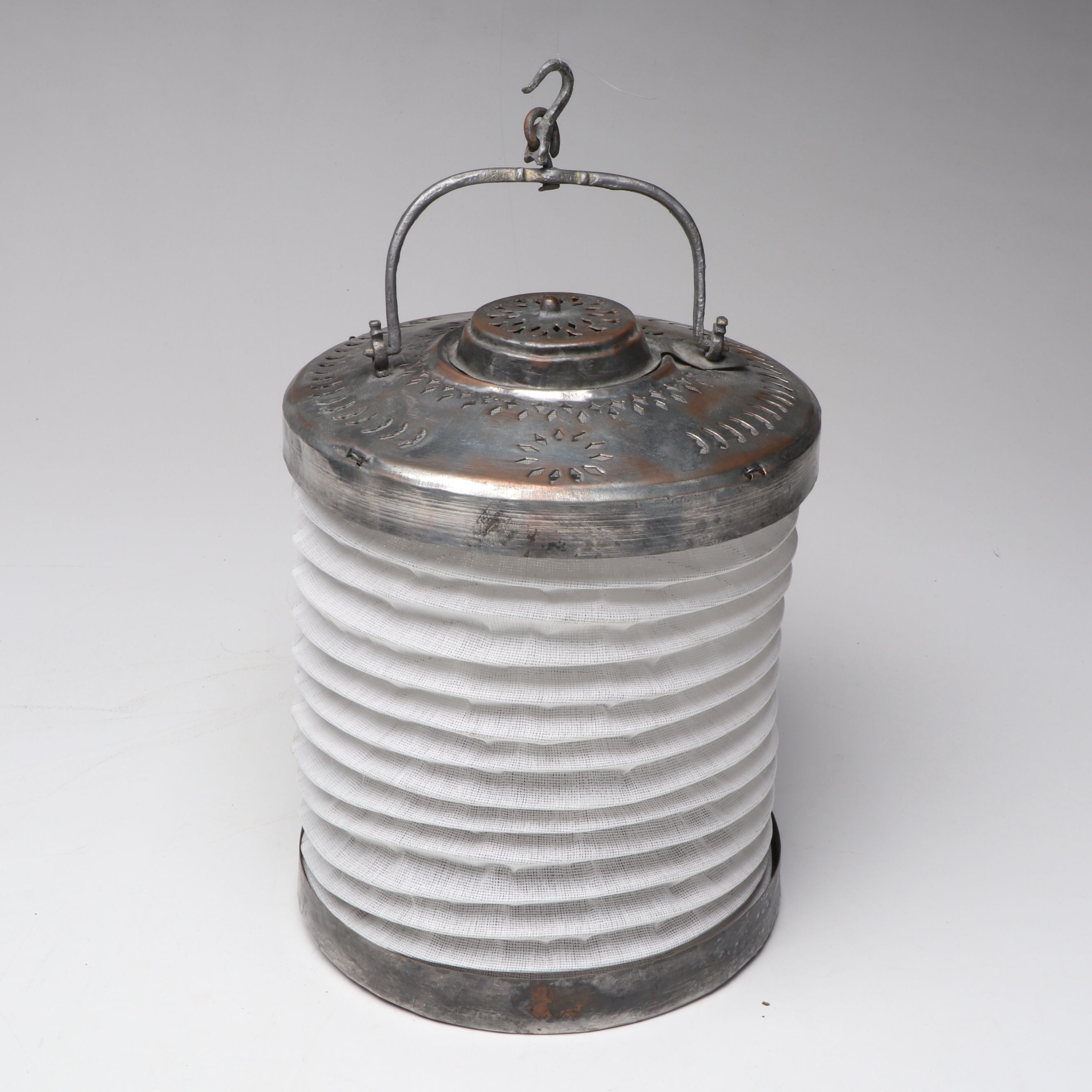 Ichendorf Glass Candle Holders with Copper and Fabric Accordion Lantern