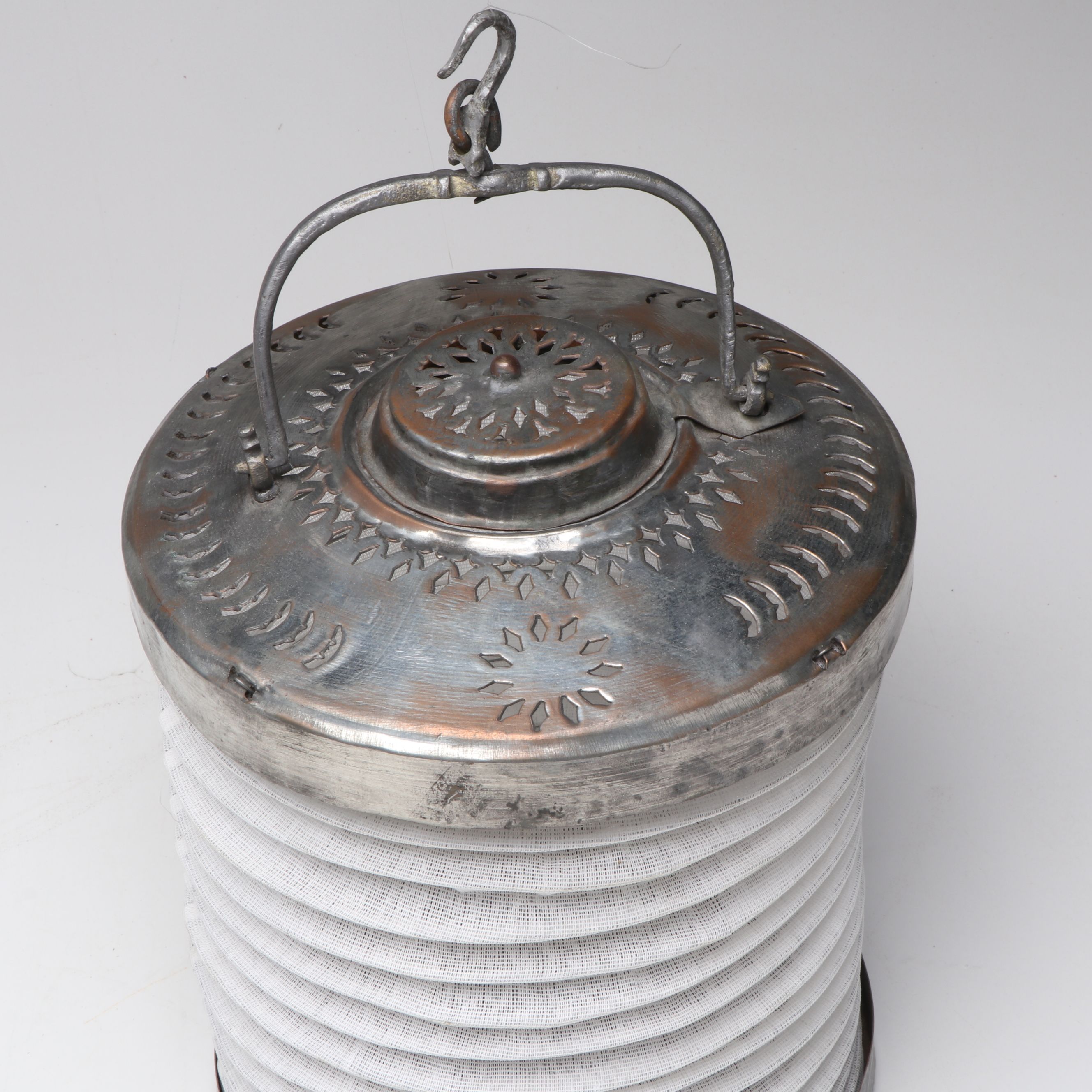 Ichendorf Glass Candle Holders with Copper and Fabric Accordion Lantern