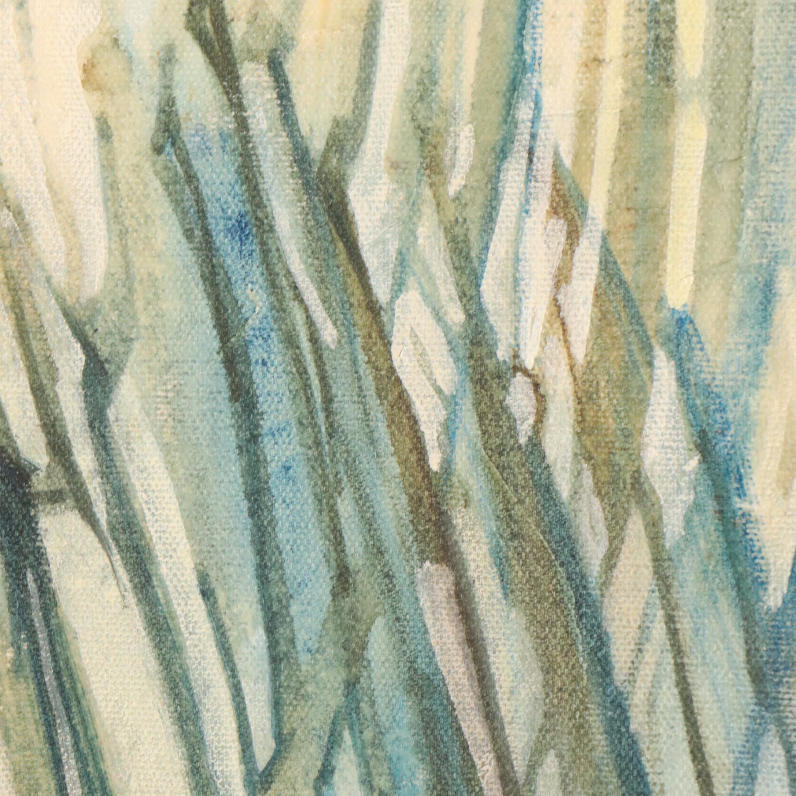 Lela Cooney Abstract Acrylic Painting "Roof Tops of Toledo," Late 20th Century