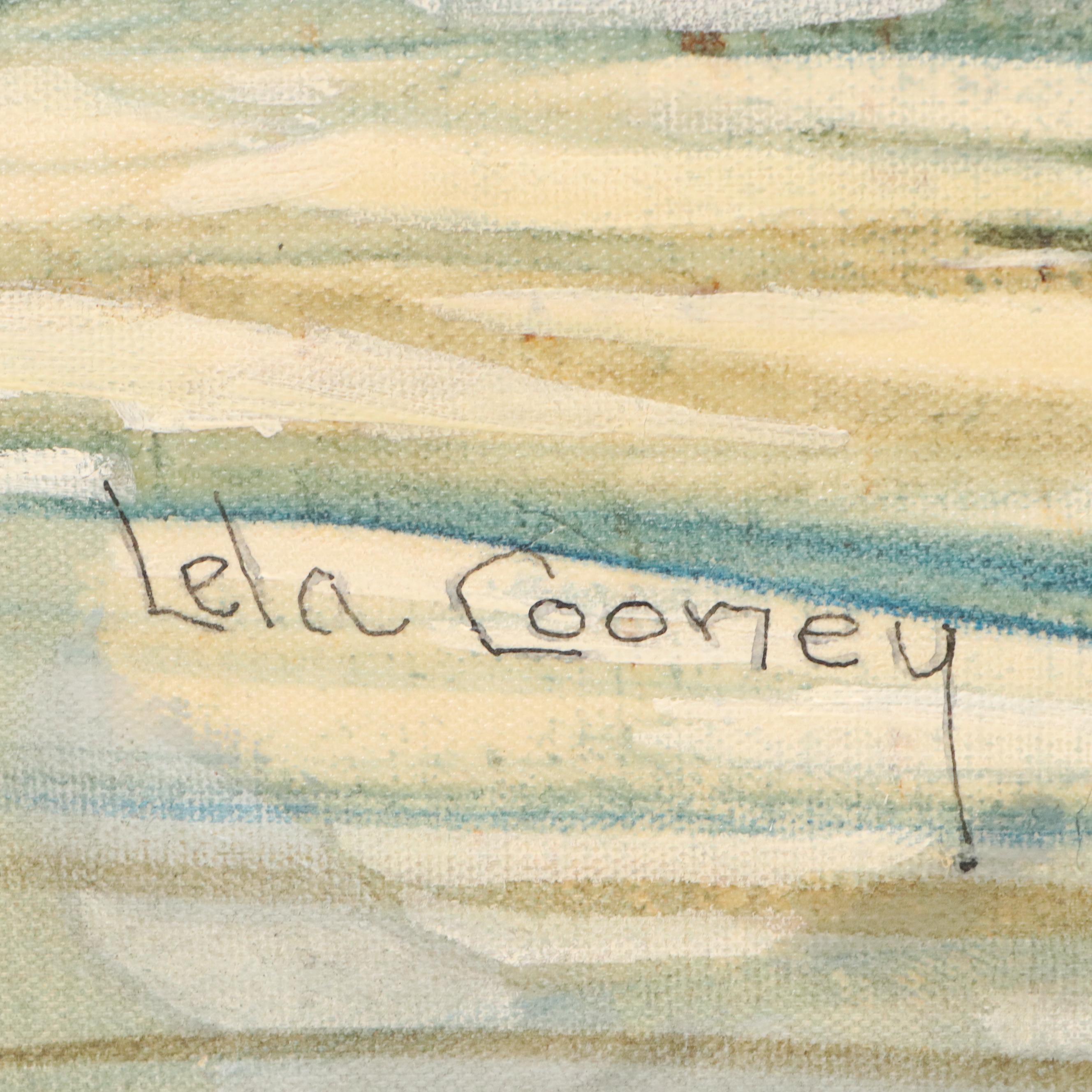 Lela Cooney Abstract Acrylic Painting "Roof Tops of Toledo," Late 20th Century