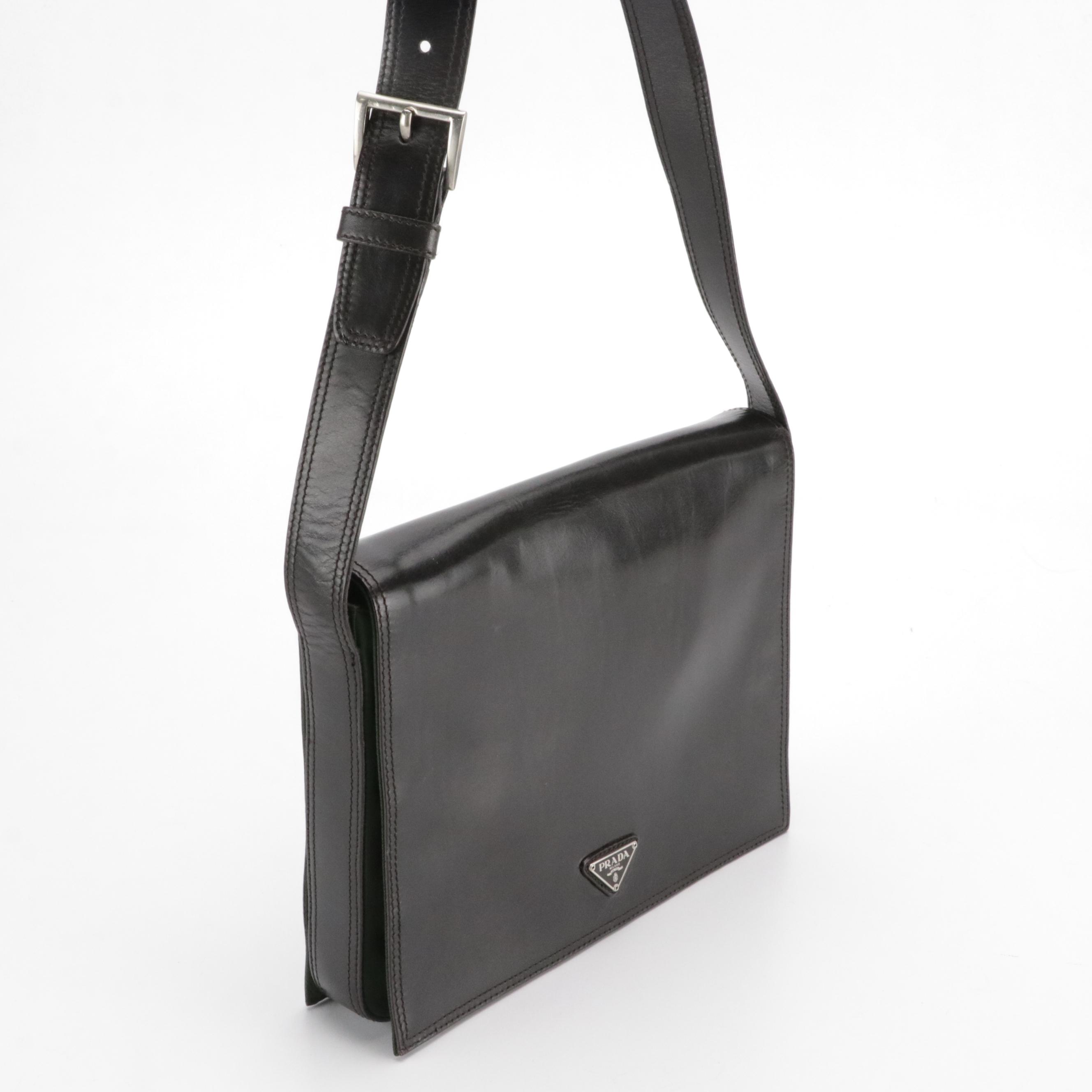 Prada Leather and Tessuto Nylon Front-Flap Shoulder Bag