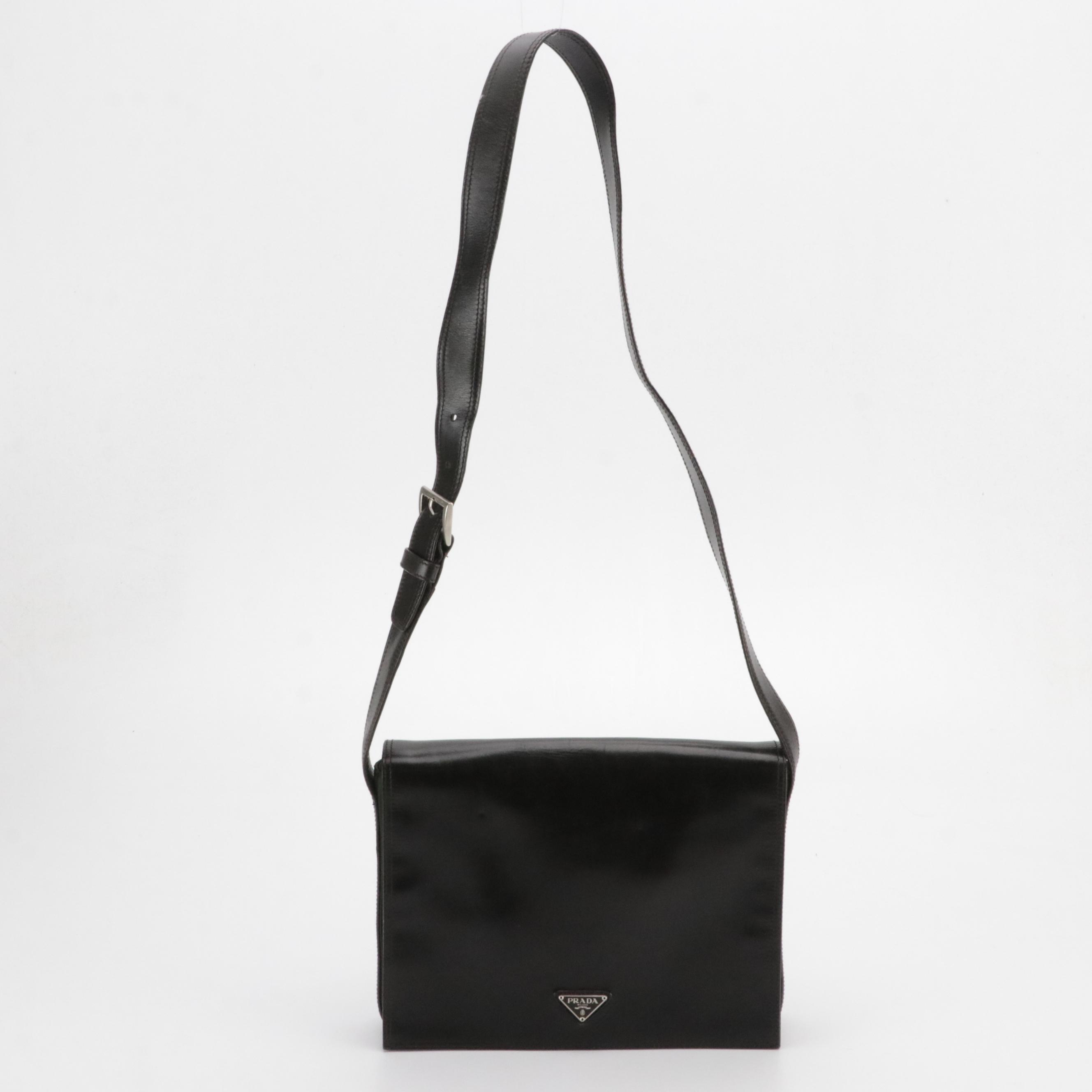 Prada Leather and Tessuto Nylon Front-Flap Shoulder Bag