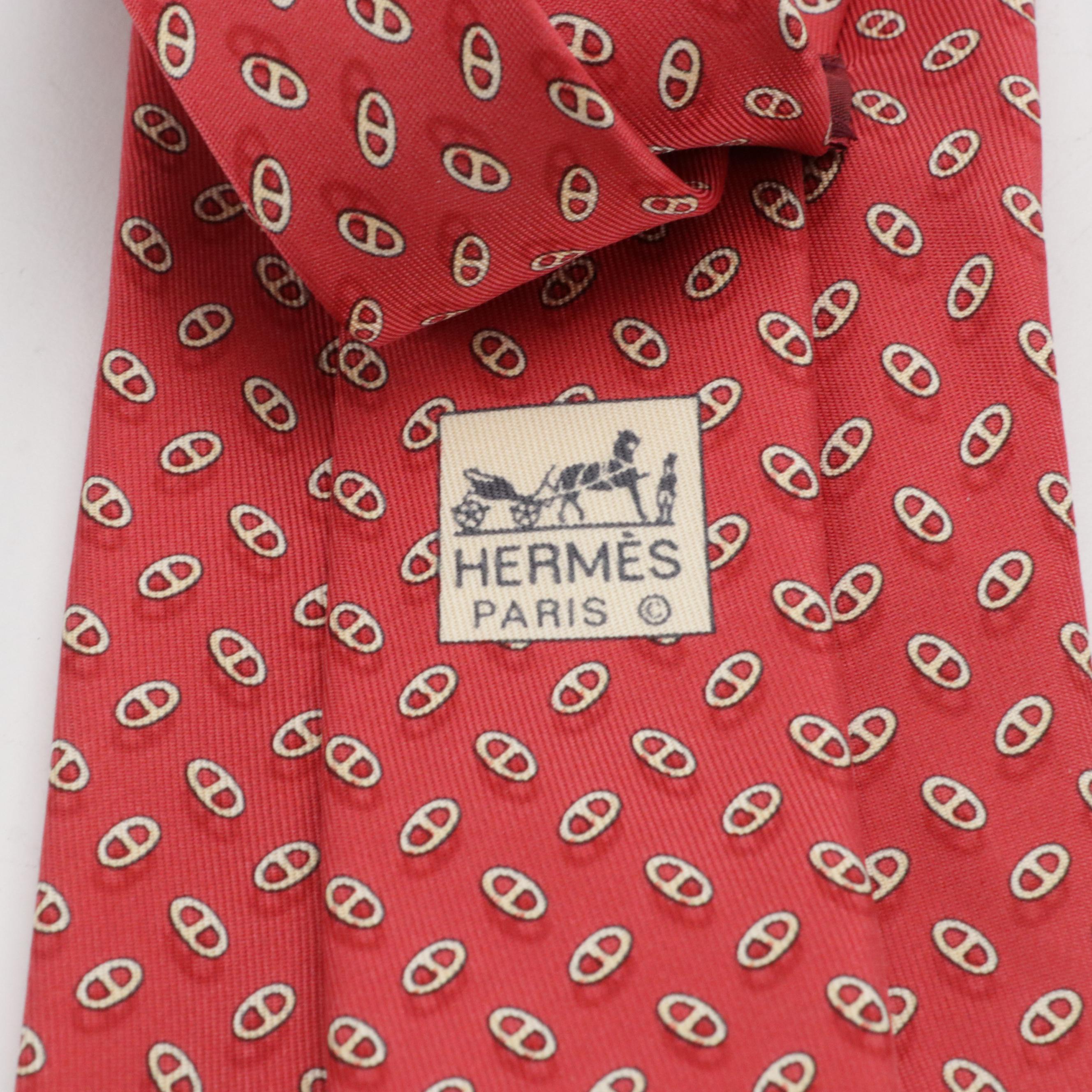 Hermès Hand-Stitched Silk Twill Necktie with Box