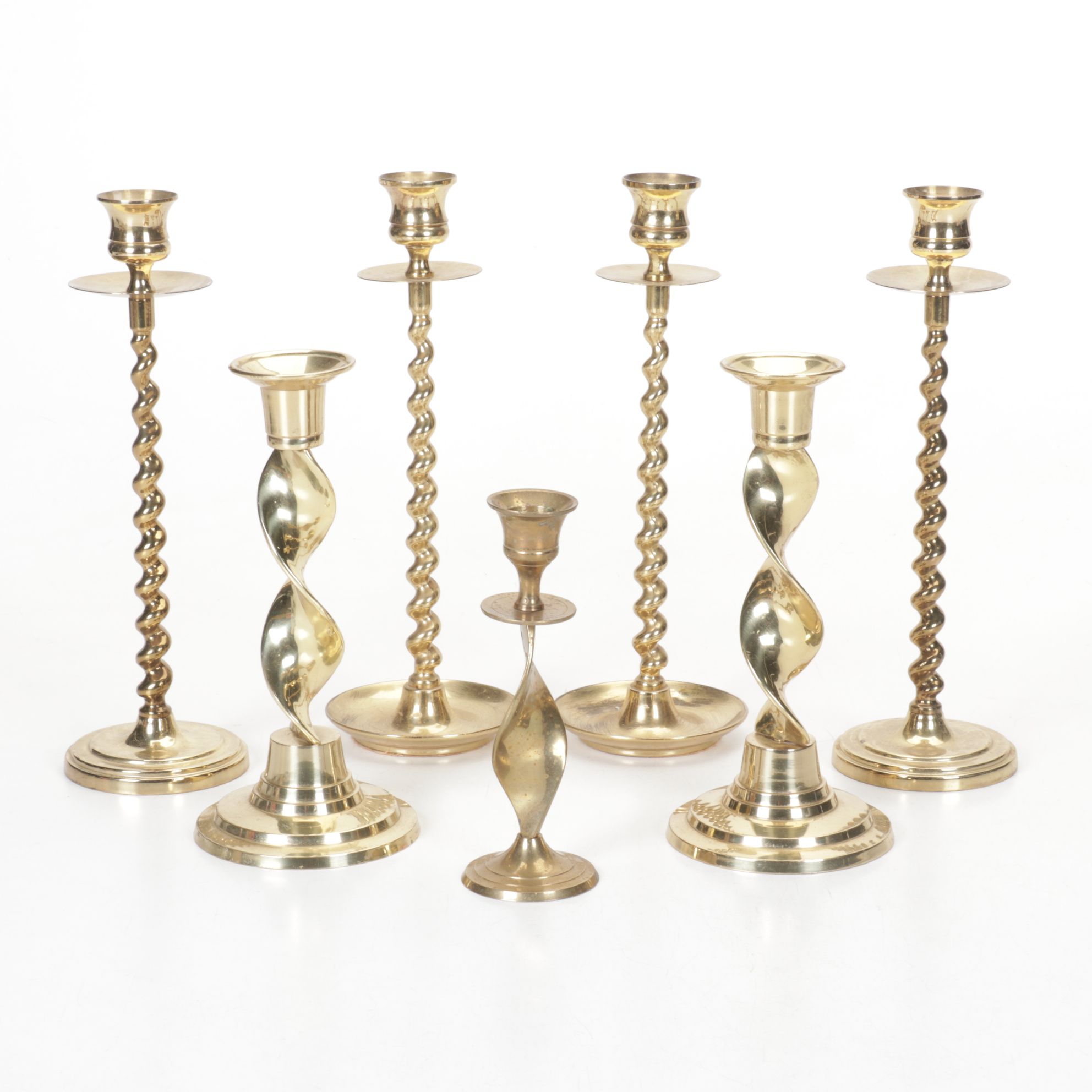 Solid Brass Spiral Candle Holder Collection