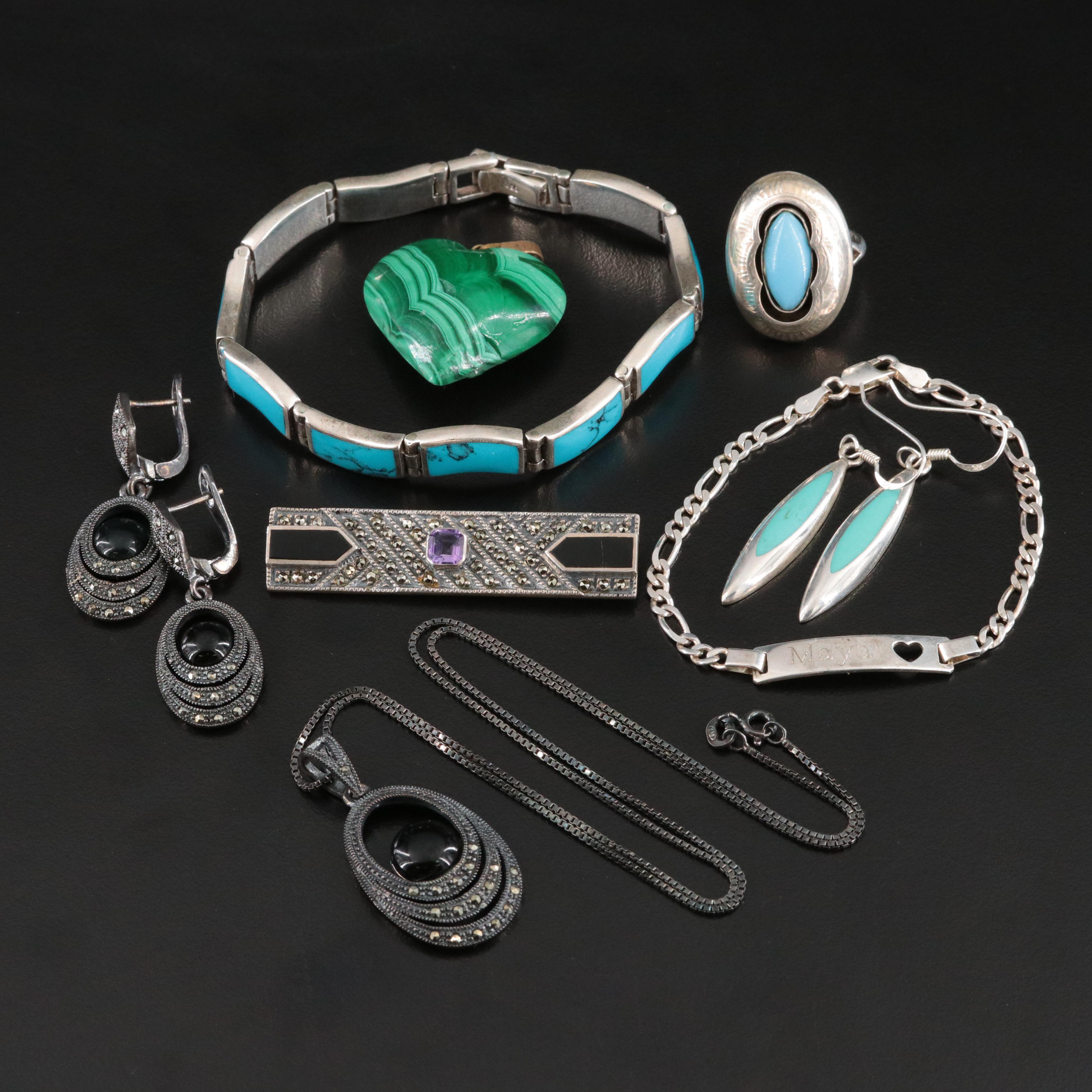 Sterling Gemstone Jewelry Collection Including Judith Jack