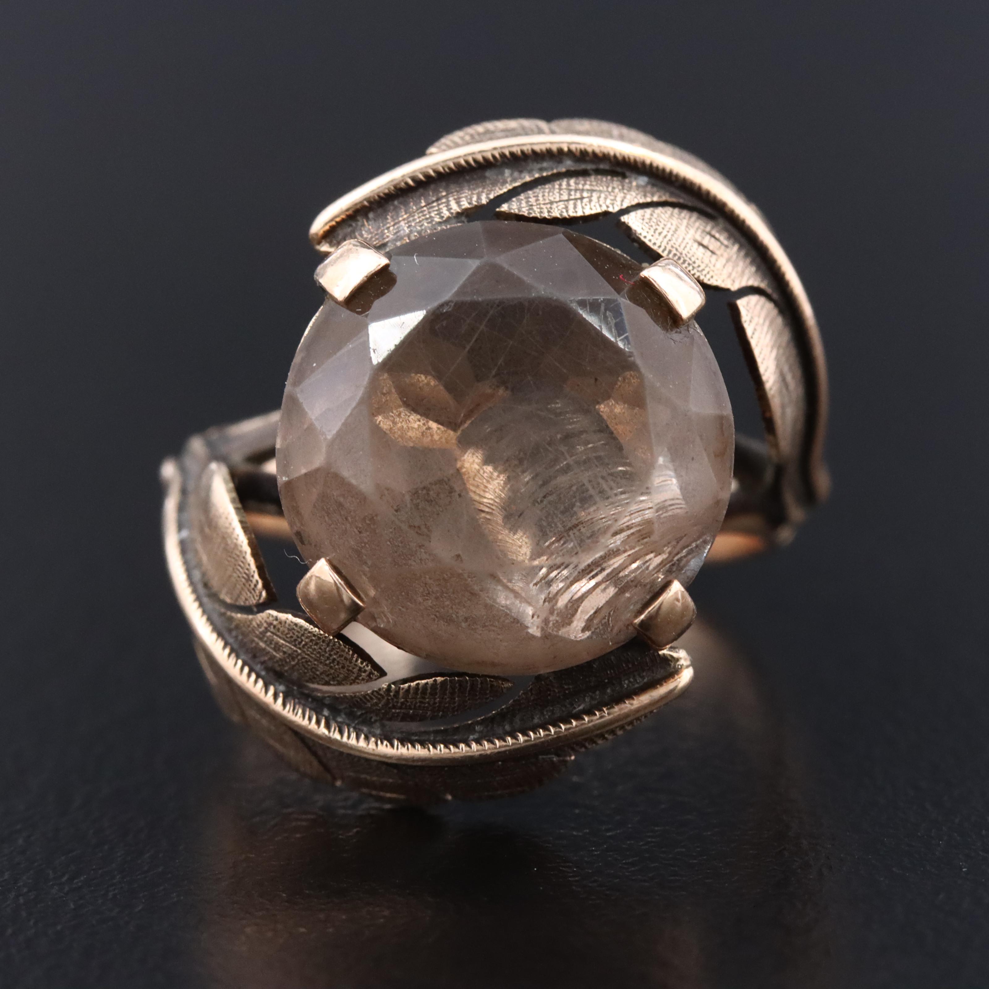 10K Smoky Quartz Ring