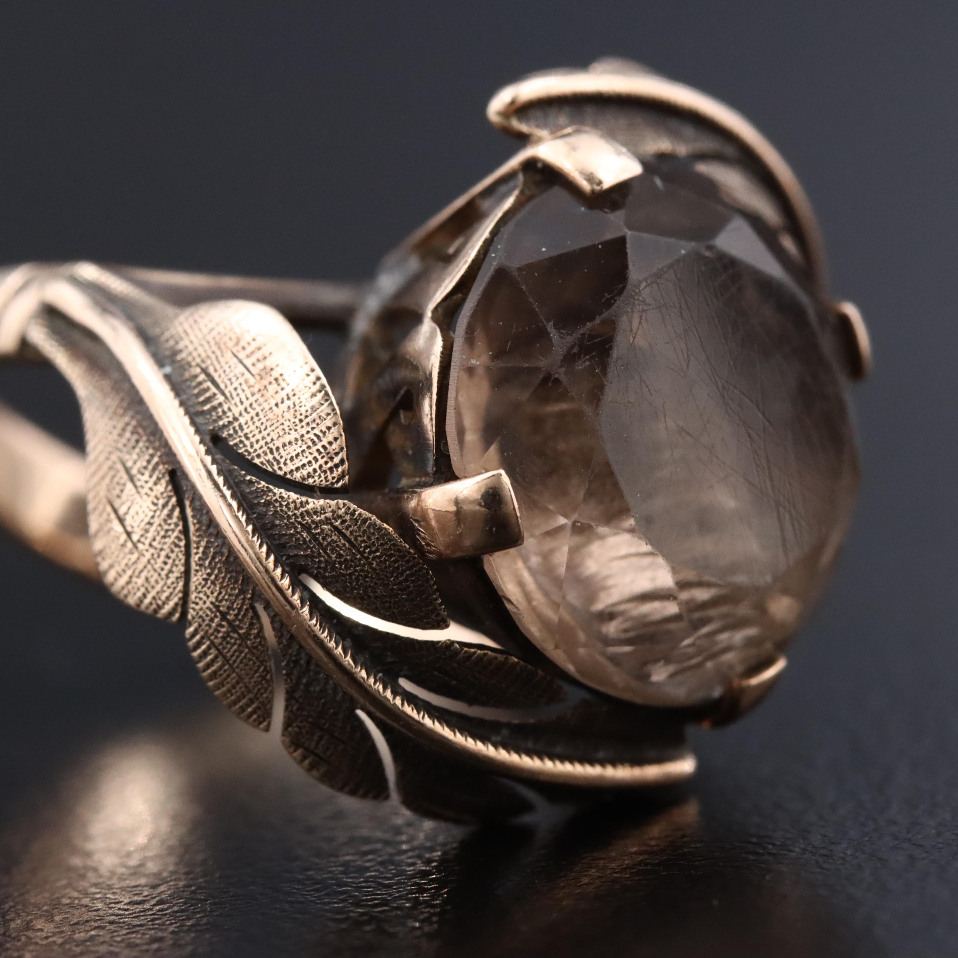 10K Smoky Quartz Ring