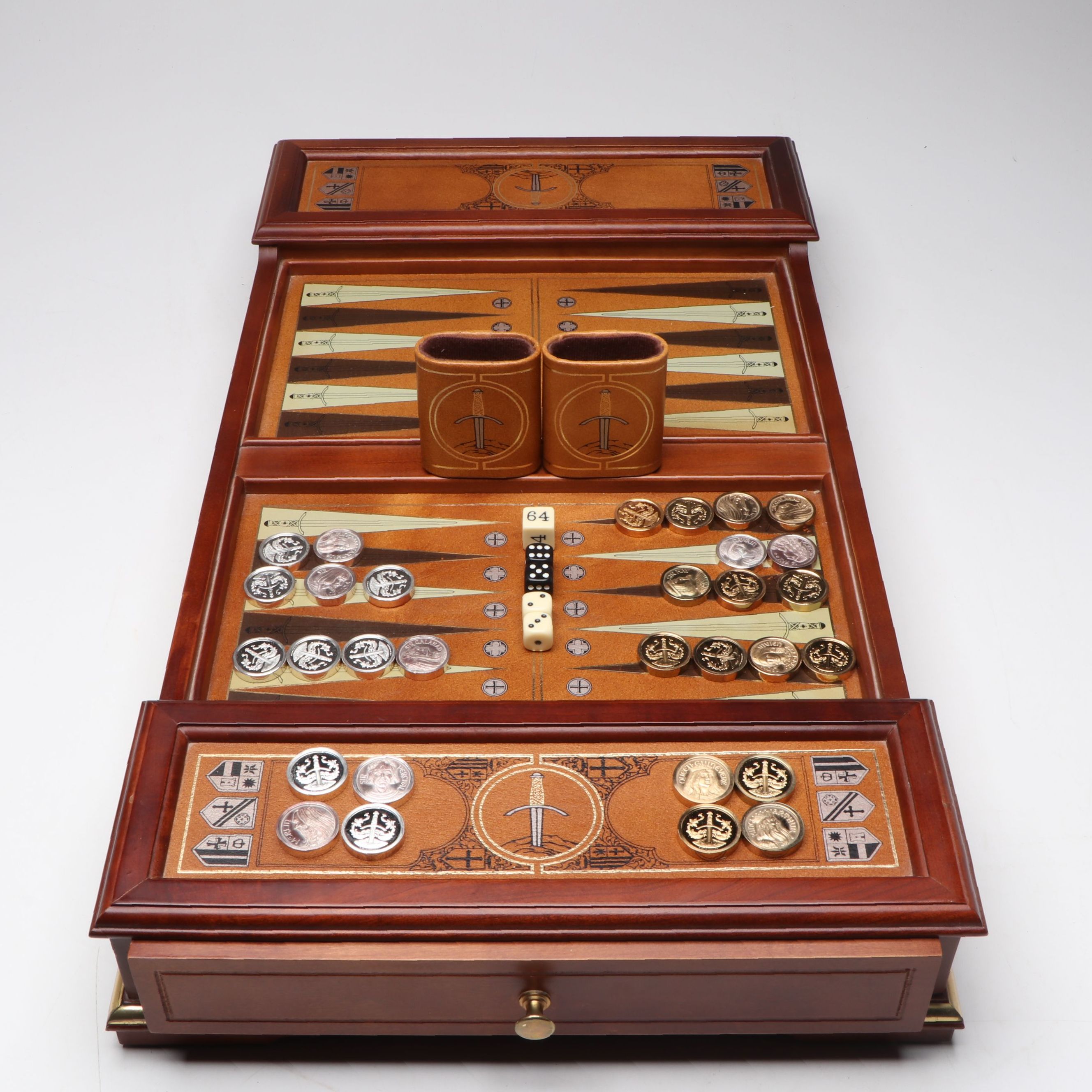 Franklin Mint "Excalibur" Limited Edition Backgammon Game Set, Late 20th Century