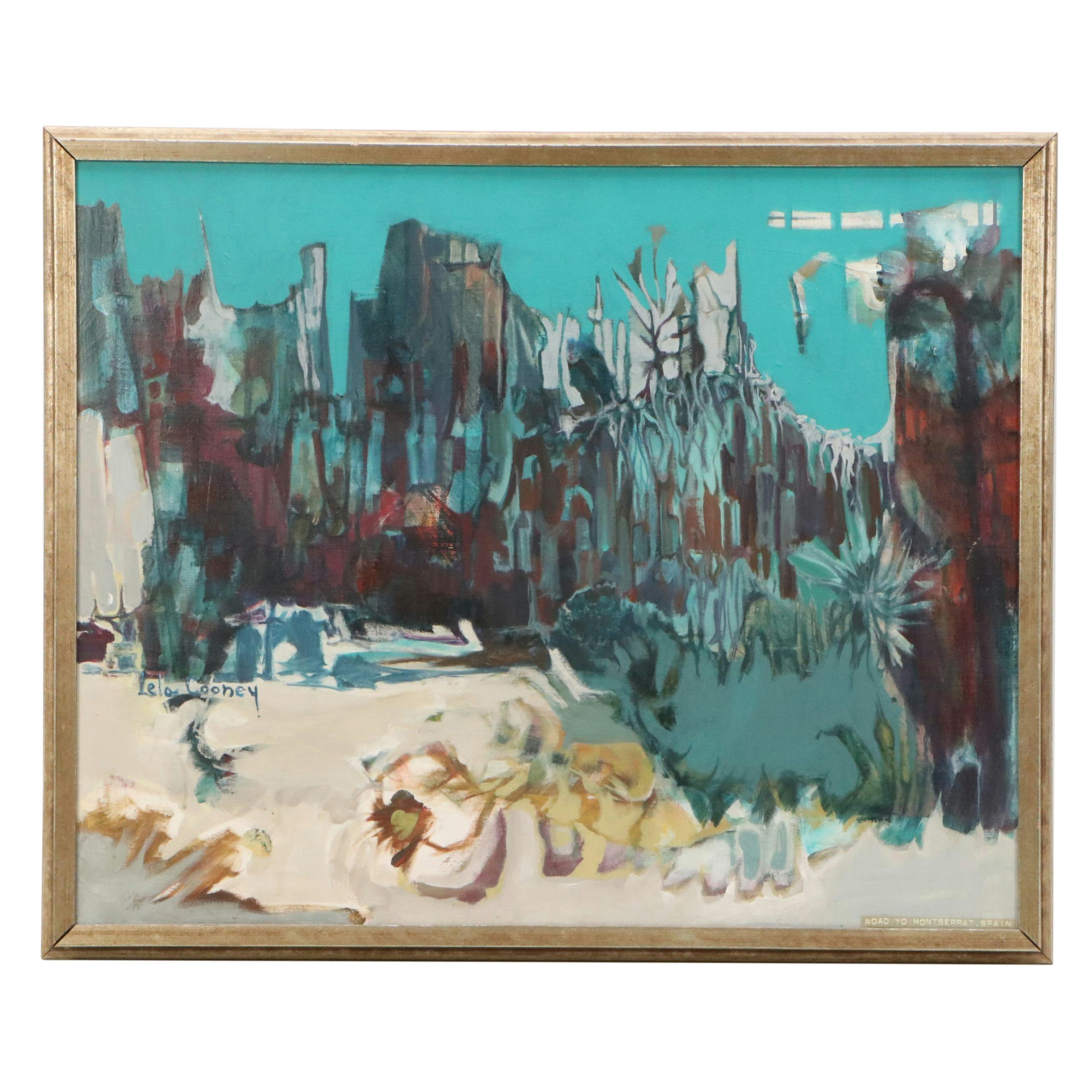 Lela Cooney Acrylic Painting "Road to Montserrat, Spain," Late 20th Century