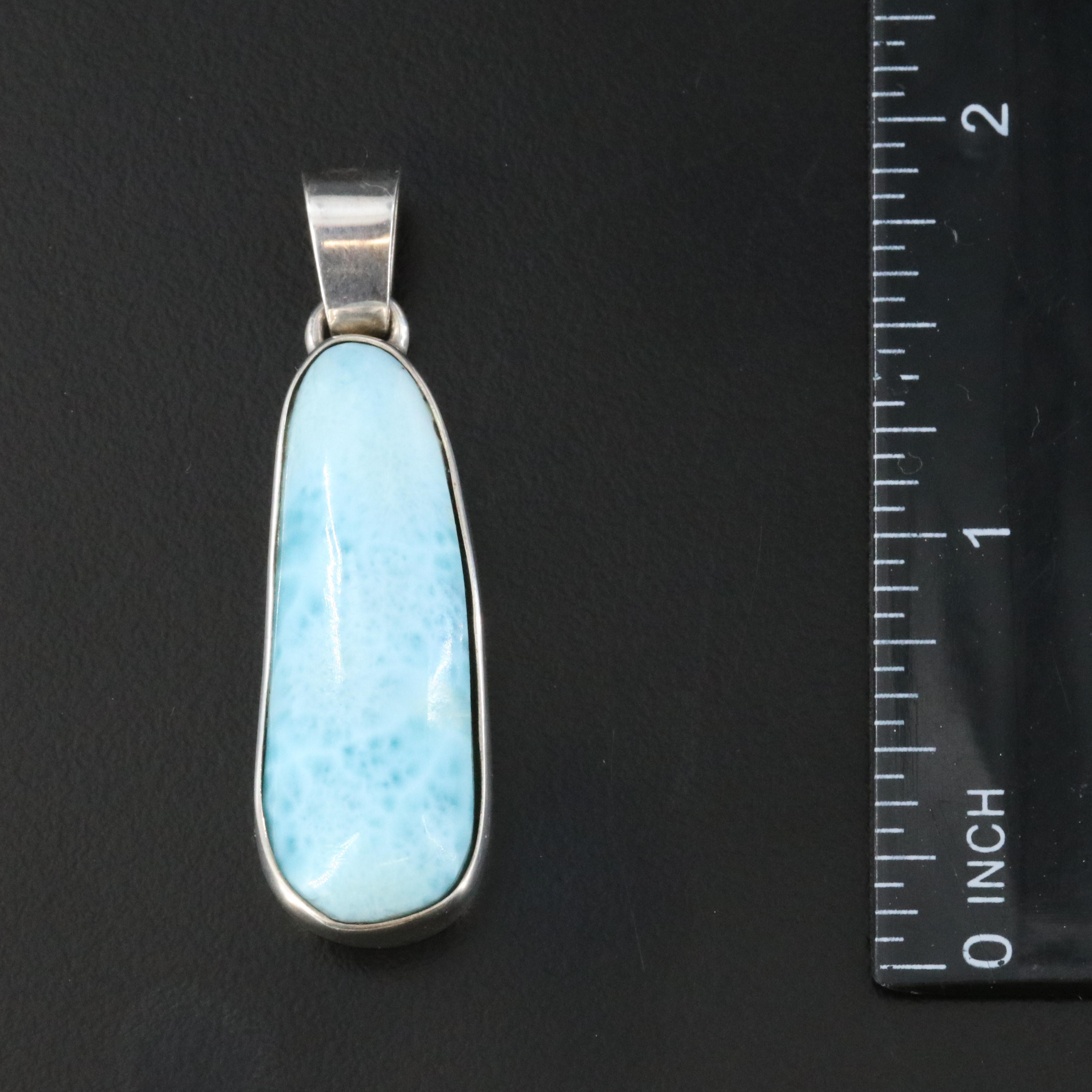 Sterling Larimar and Ceramic Pendants