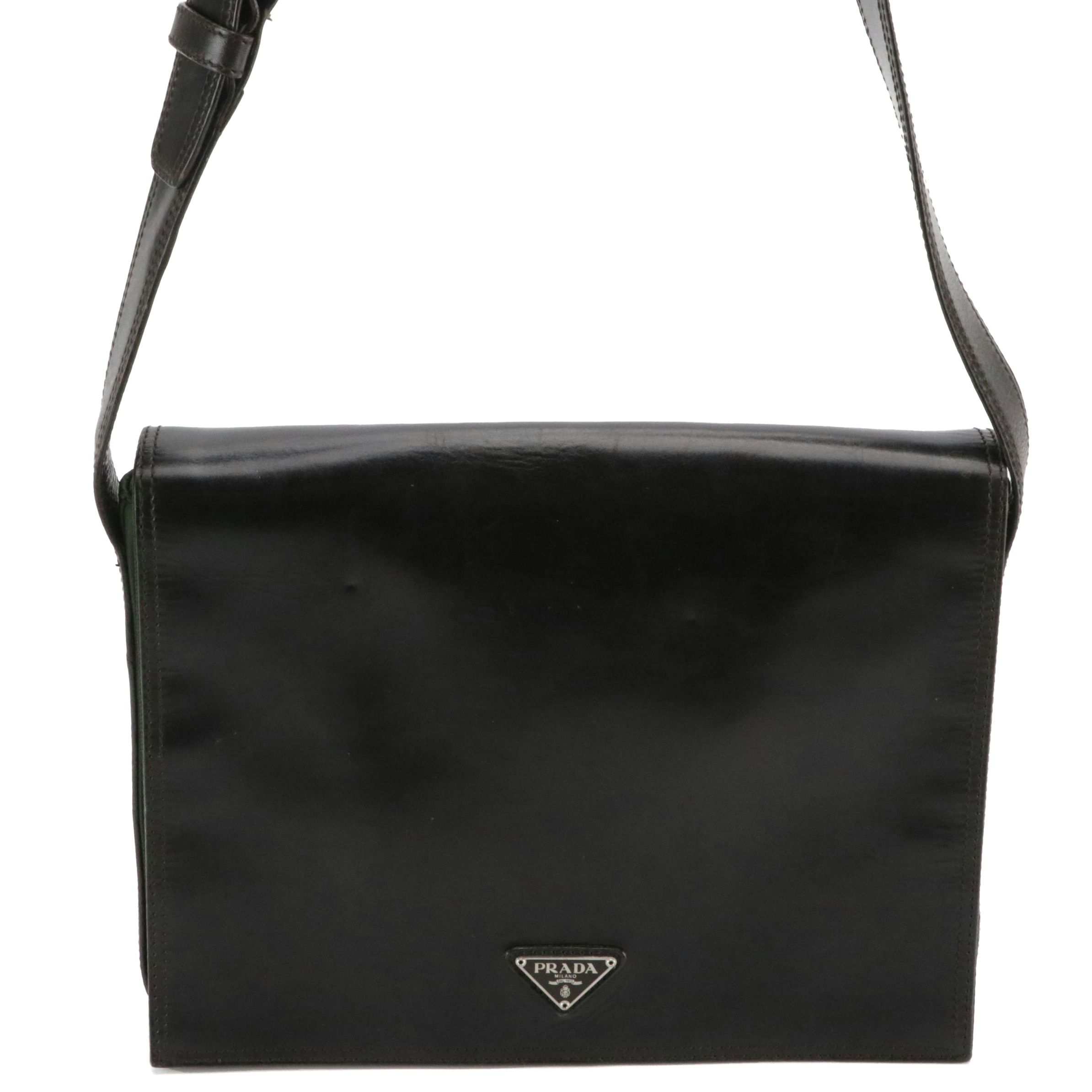 Prada Leather and Tessuto Nylon Front-Flap Shoulder Bag