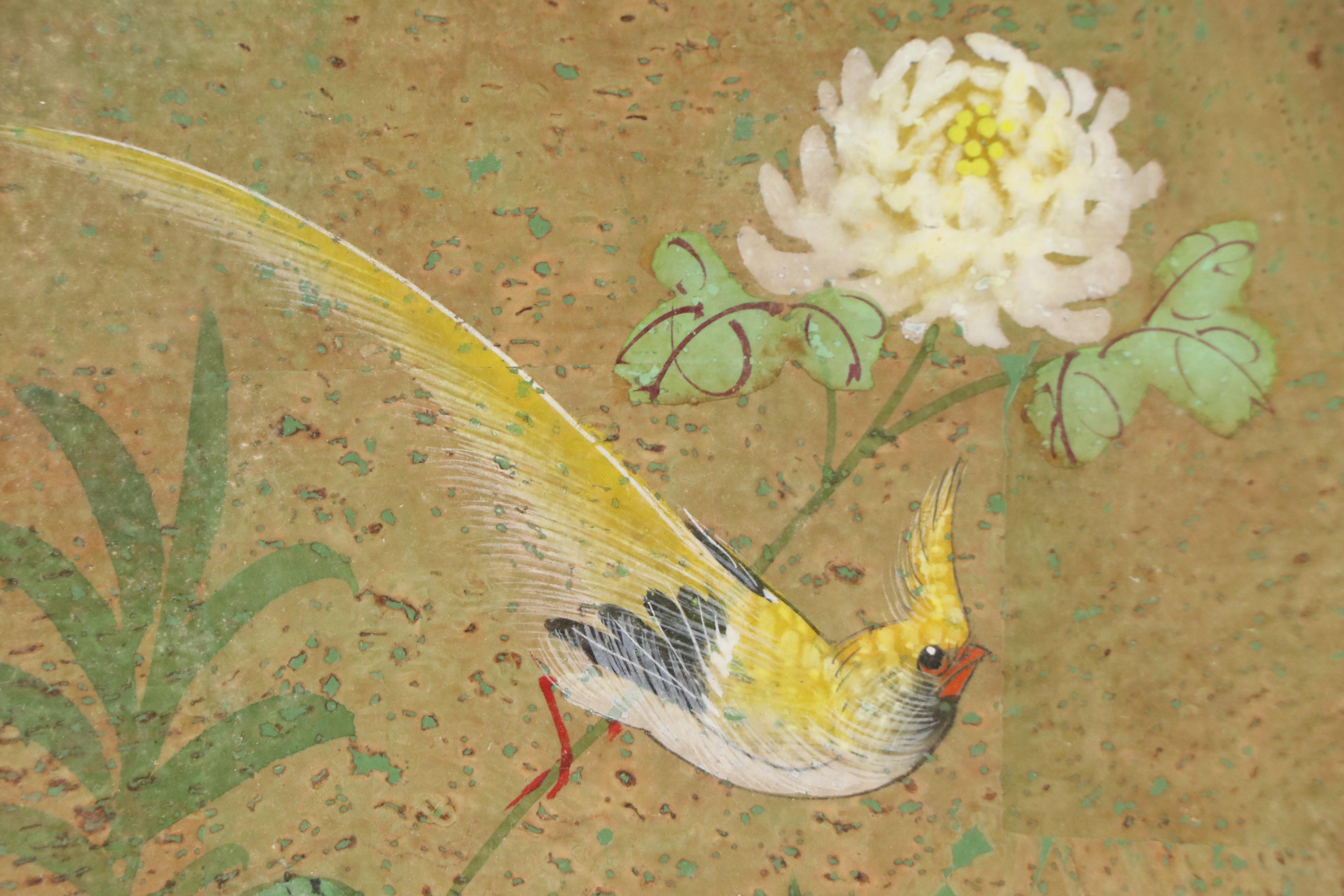 Chinese Huaniaohua Gouache Painting on Cork, 20th century