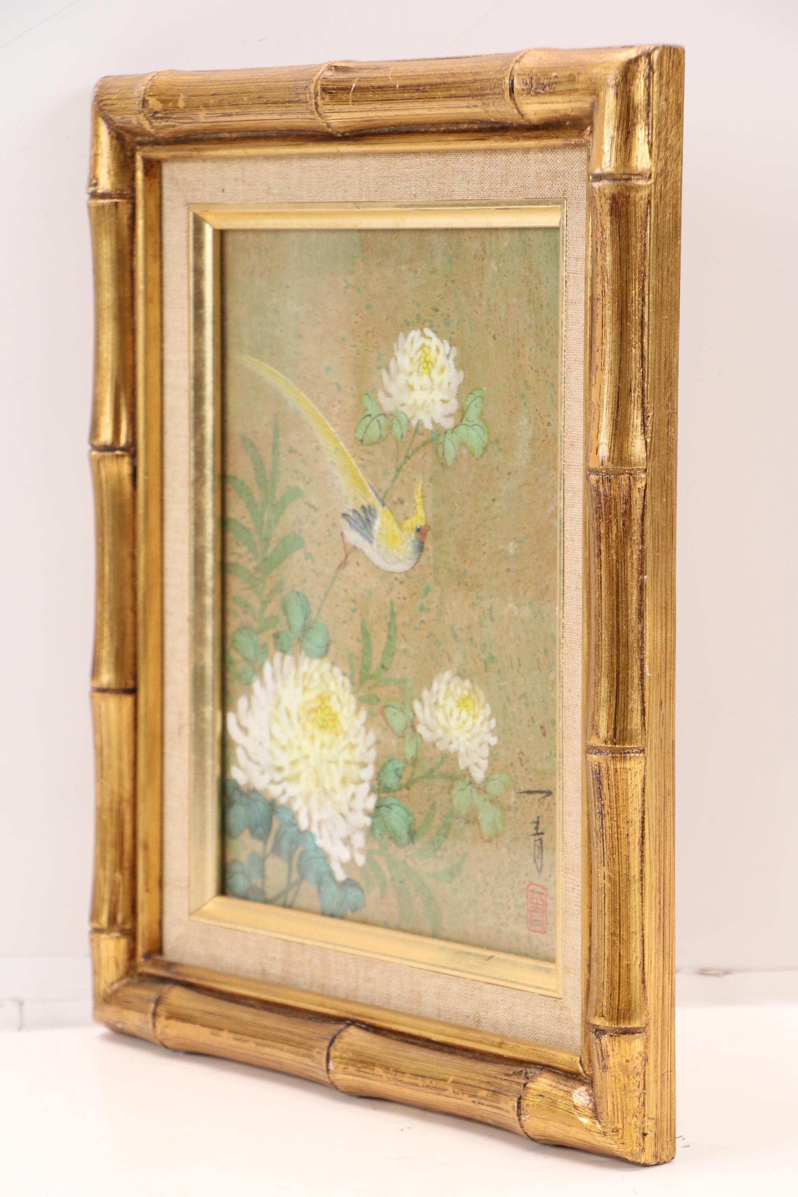 Chinese Huaniaohua Gouache Painting on Cork, 20th century