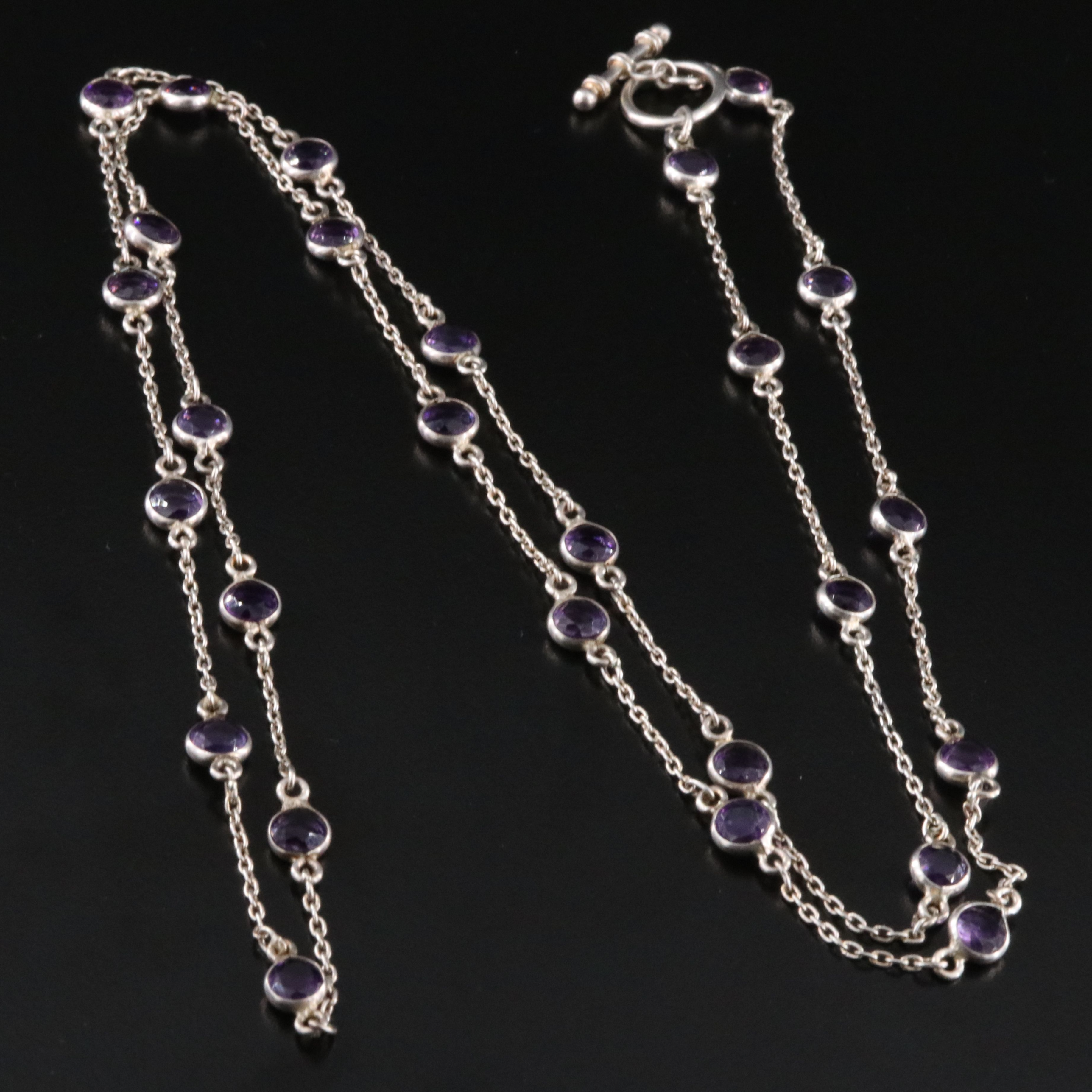 Sterling Amethyst Station Necklace