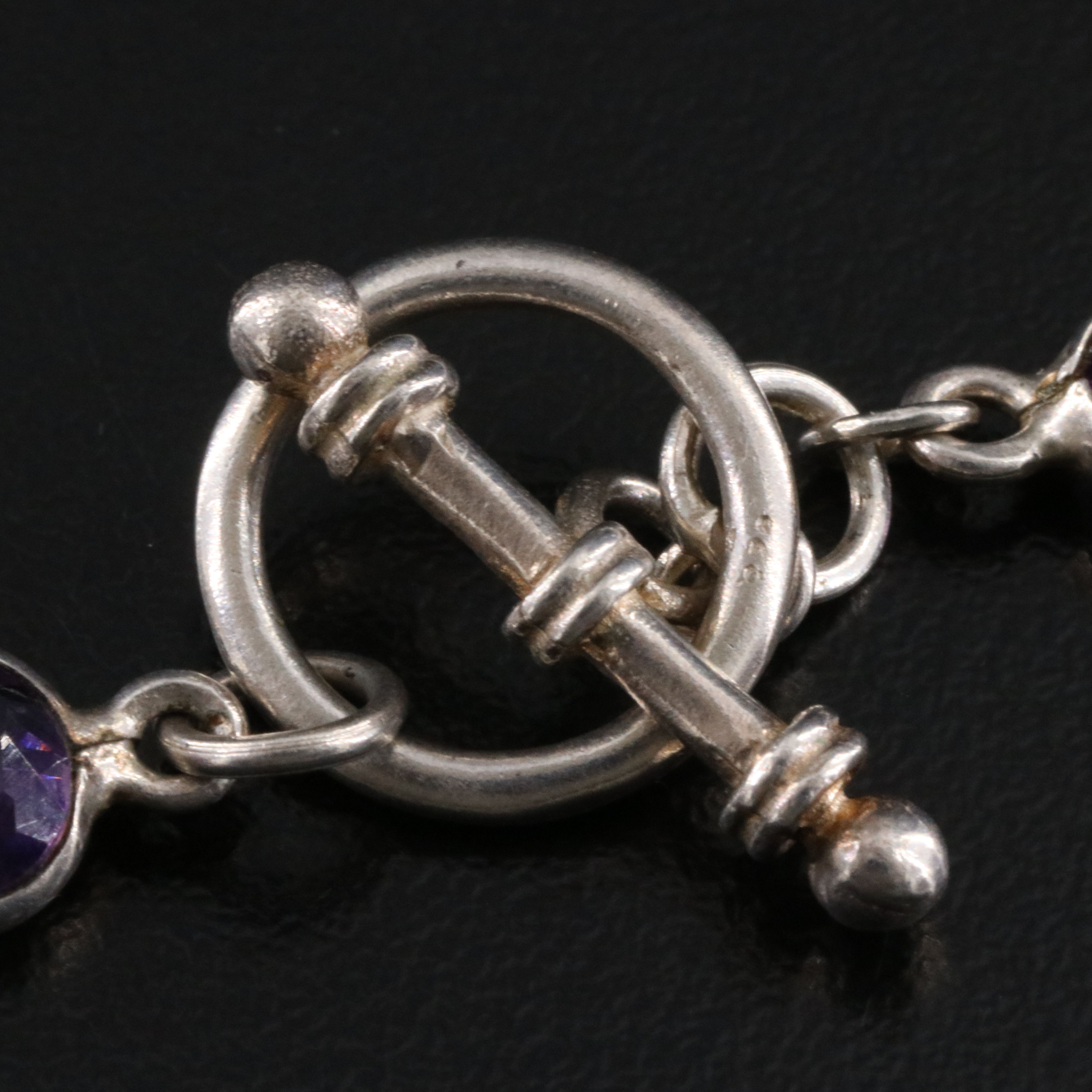 Sterling Amethyst Station Necklace