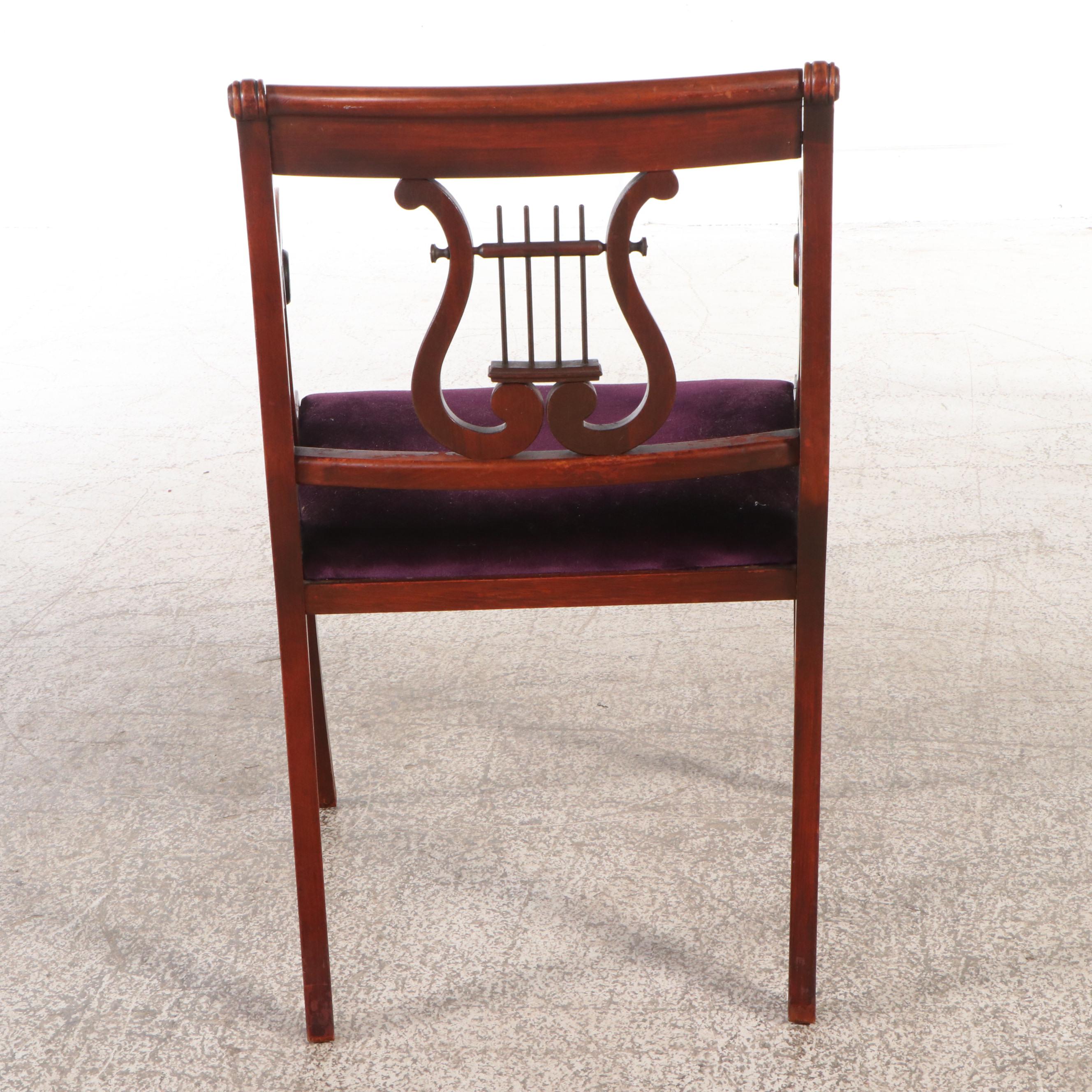 Set of Six Drexel Duncan Phyfe Style Mahogany Lyre-Back Dining Chairs
