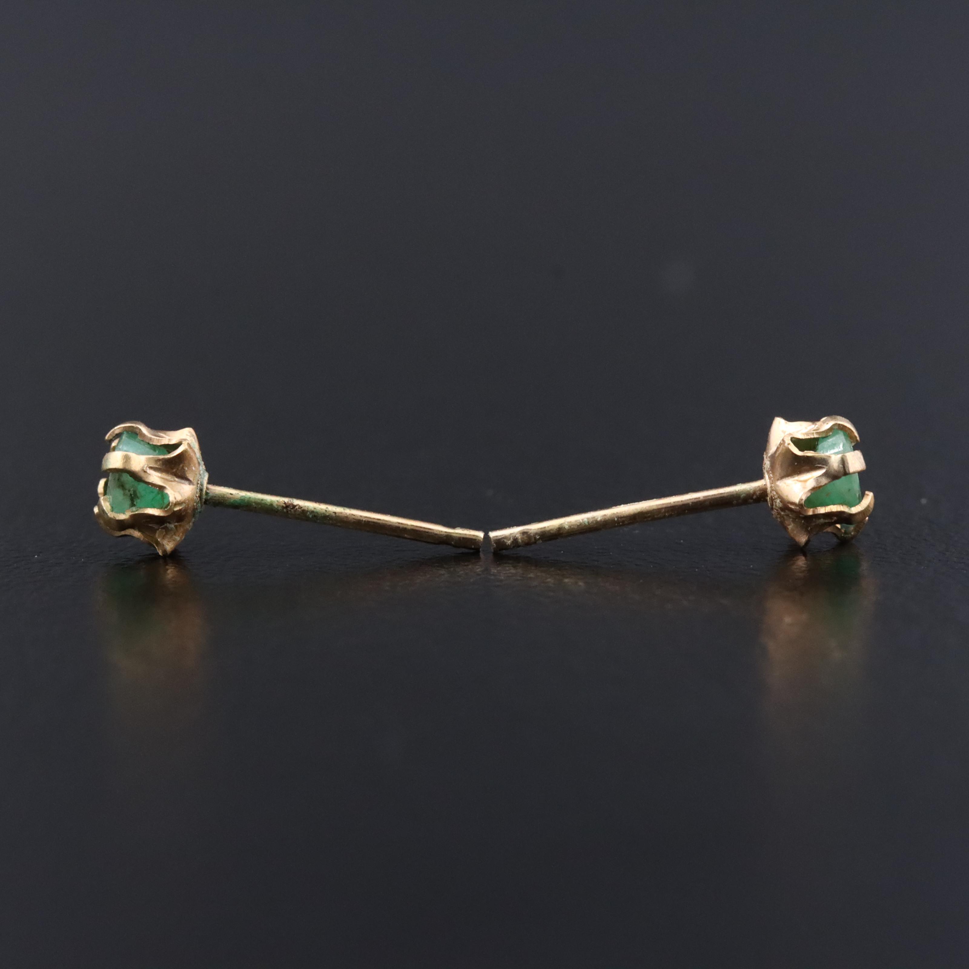 Stud Emerald Earrings