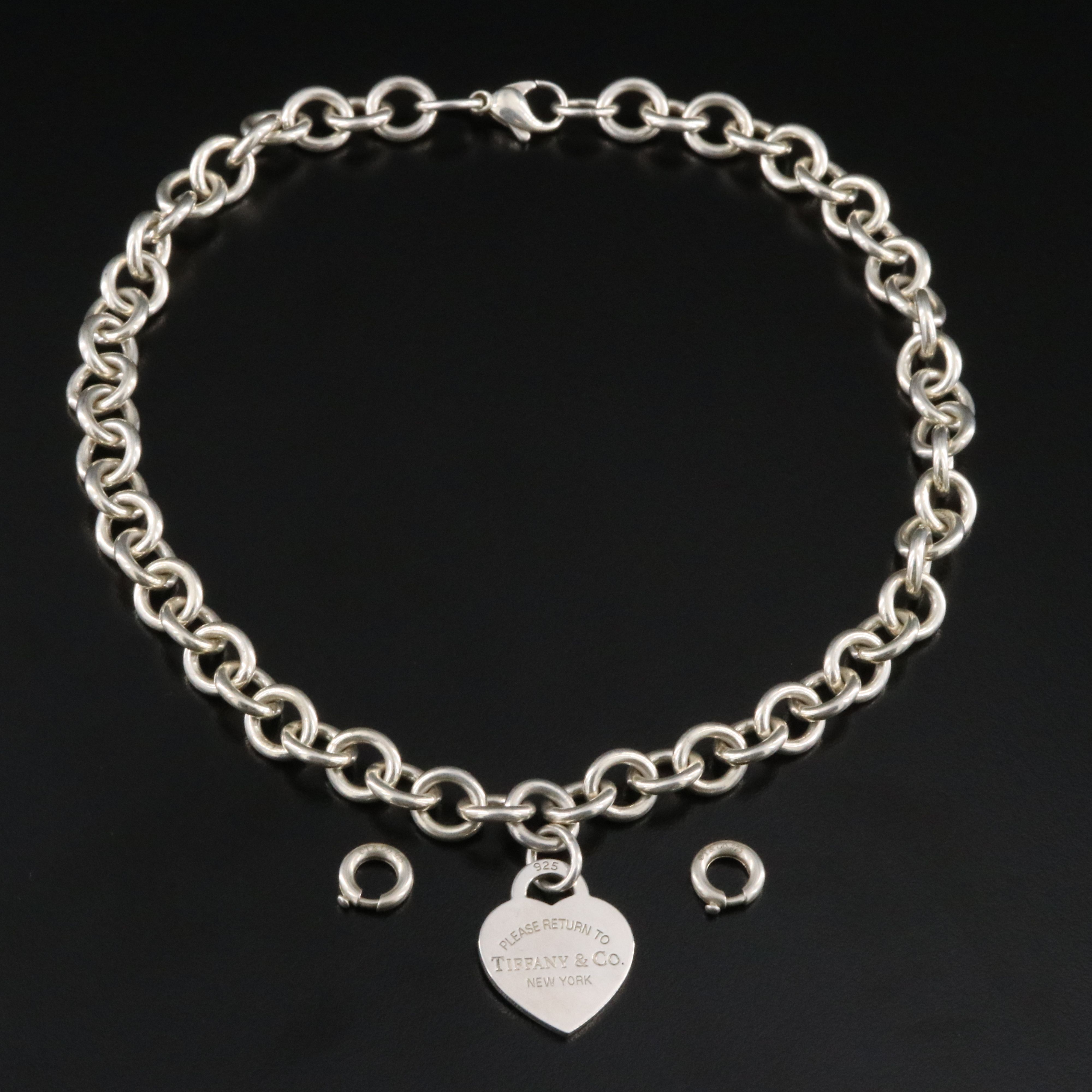 Tiffany & Co. Return to Tiffany Sterling Heart Tag Necklace and Charm Clasps