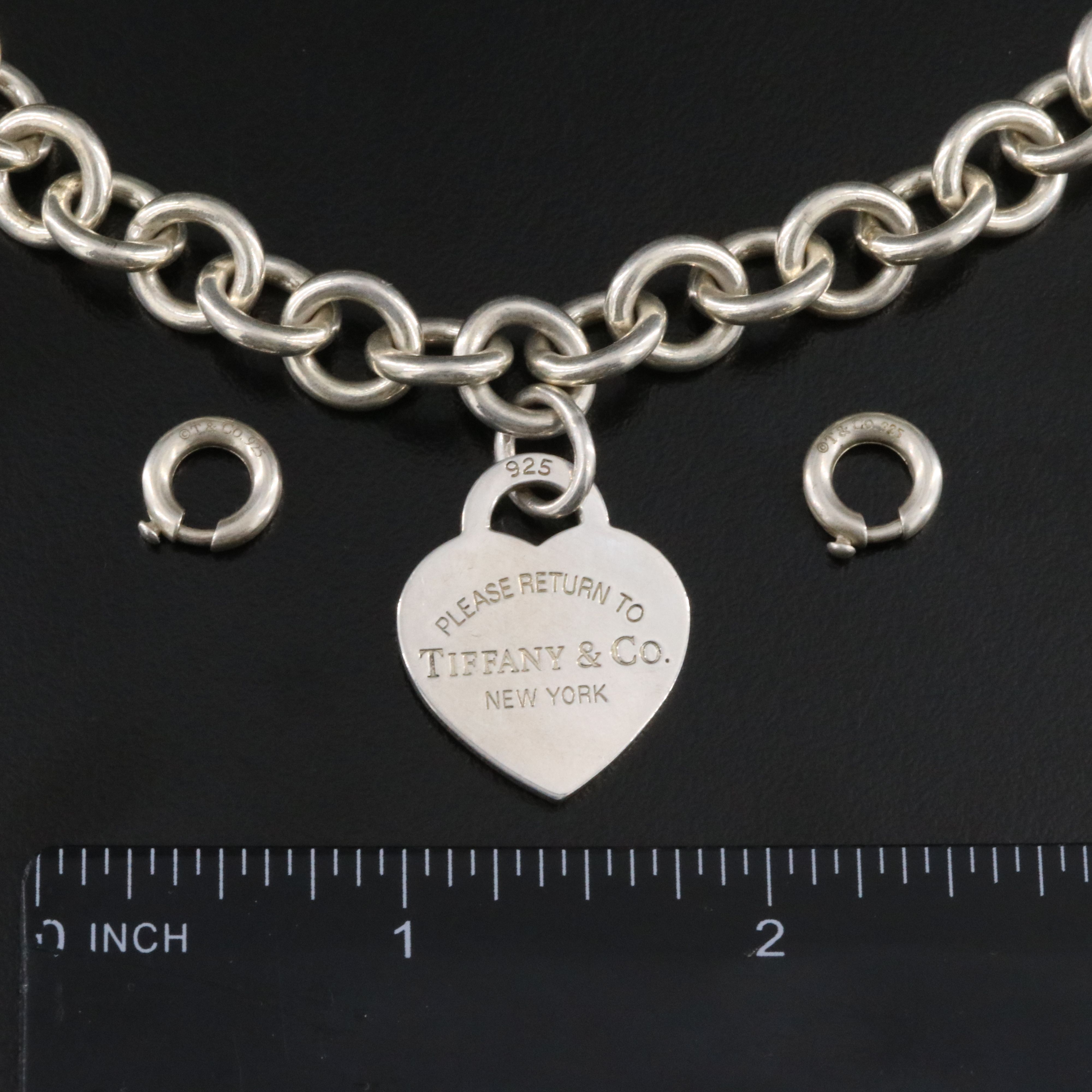 Tiffany & Co. Return to Tiffany Sterling Heart Tag Necklace and Charm Clasps