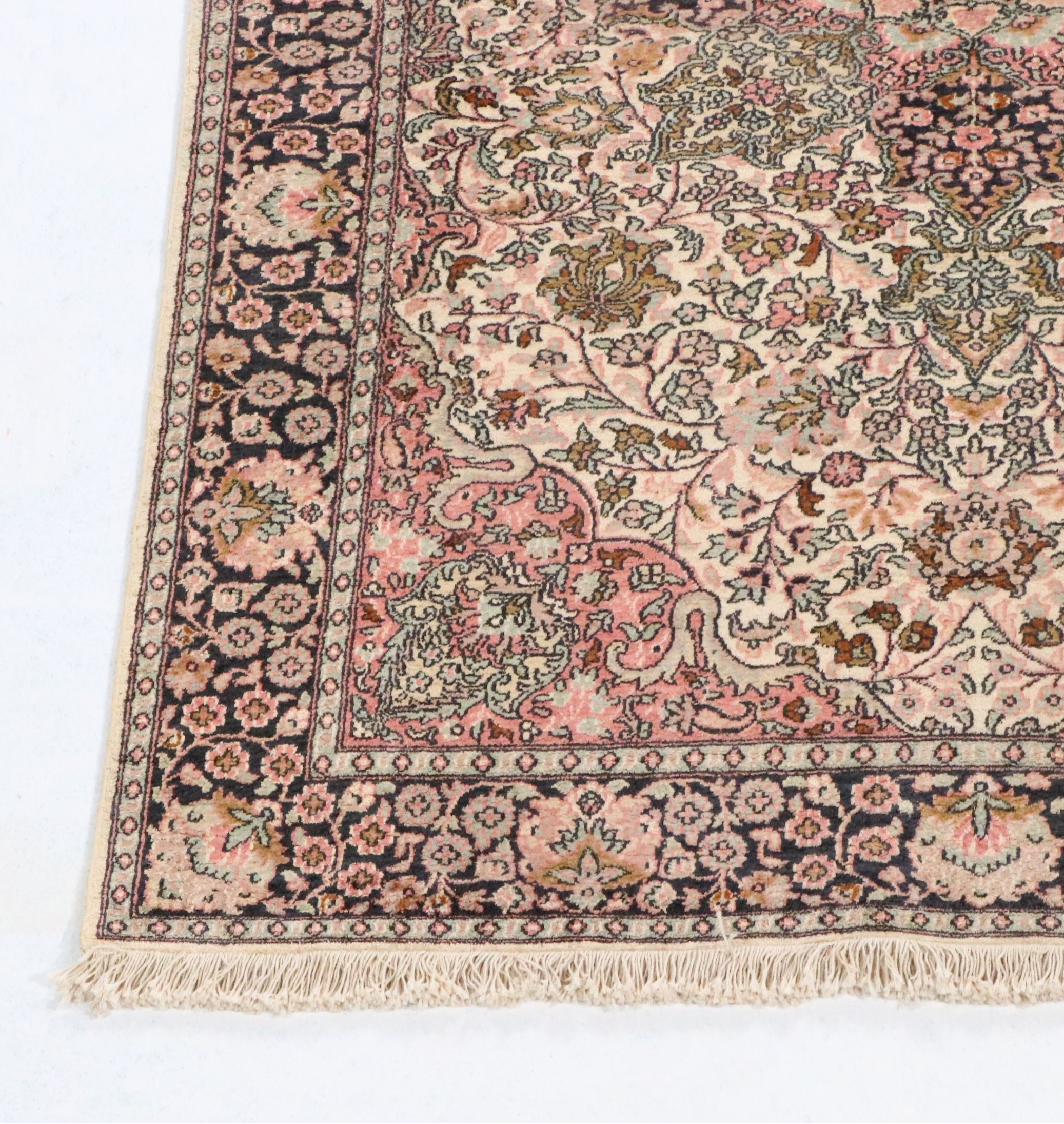 3'10 x 6'3 Hand-Knotted Persian Kerman Silk Blend Area Rug